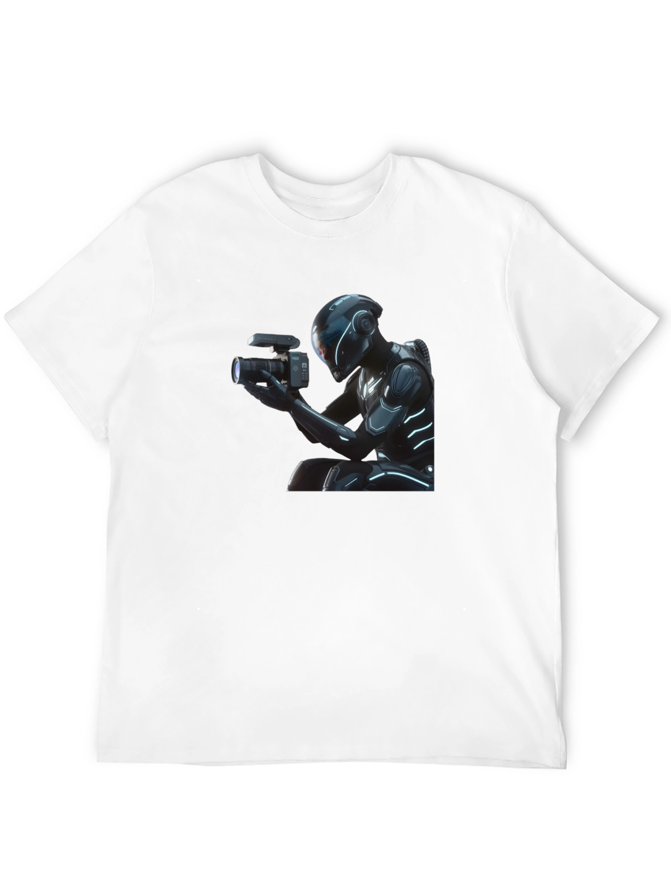Black Futuristic Cameraman Graphic T-Shirt - Black view 12