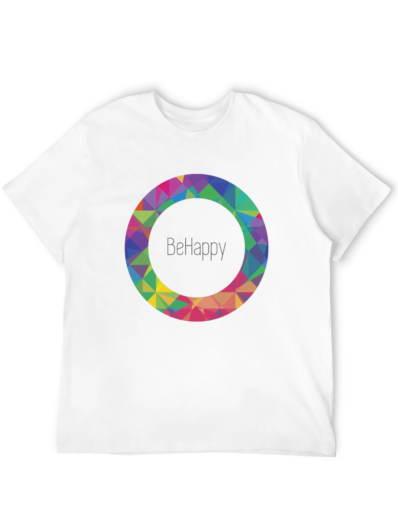 Black BeHappy Geometric Circle Graphic Black T-Shirt view 12