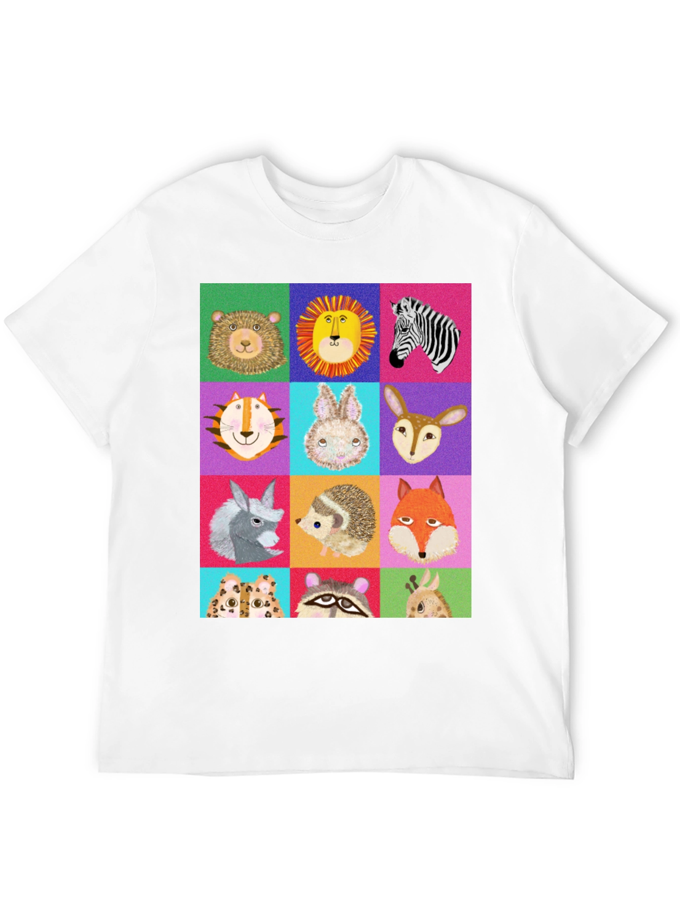 Black Animal Faces Graphic Tee - Fun Zoo Animals Shirt view 12