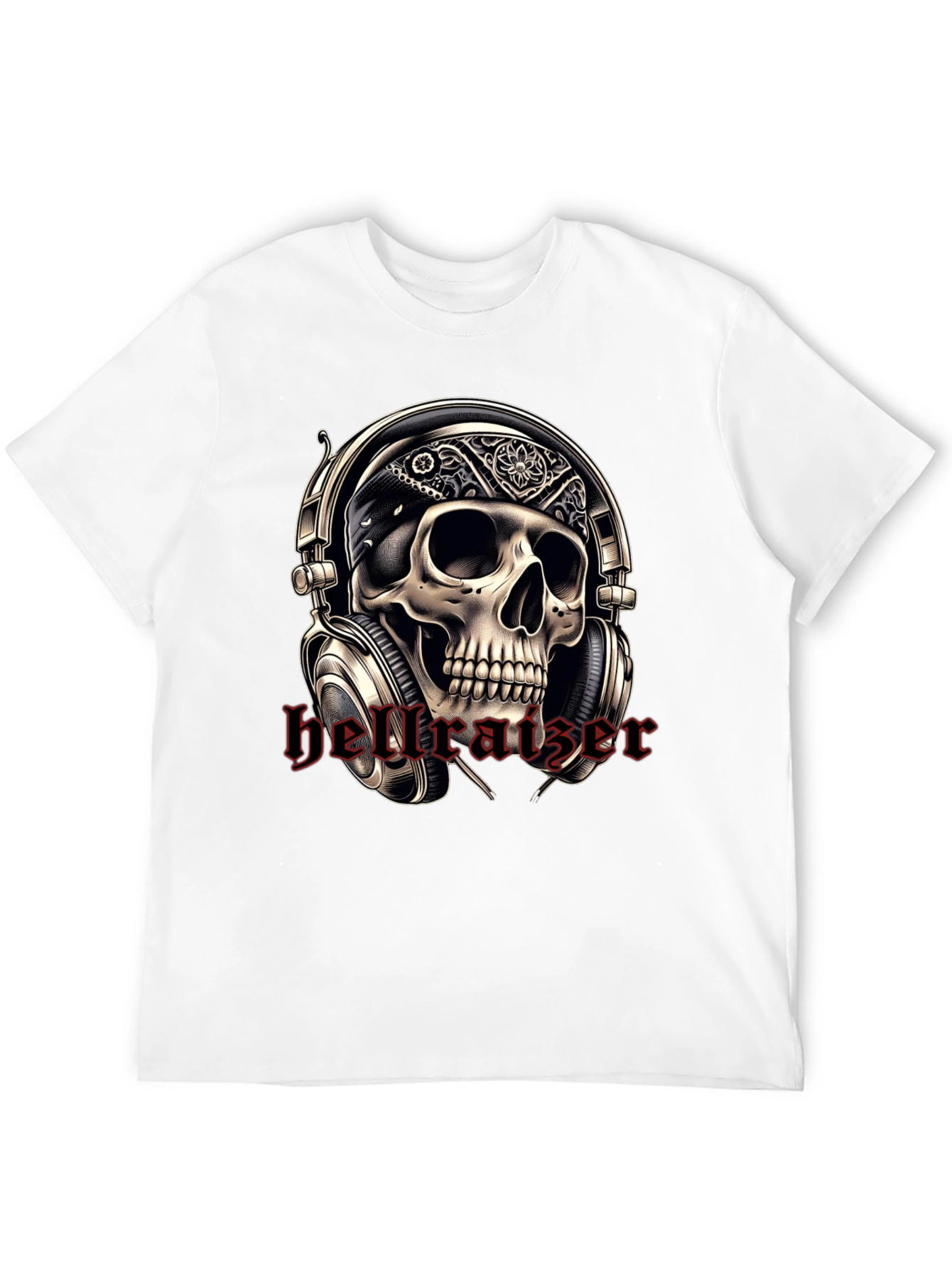 Black Skull Headphone T-Shirt - Rocker Tee view 12