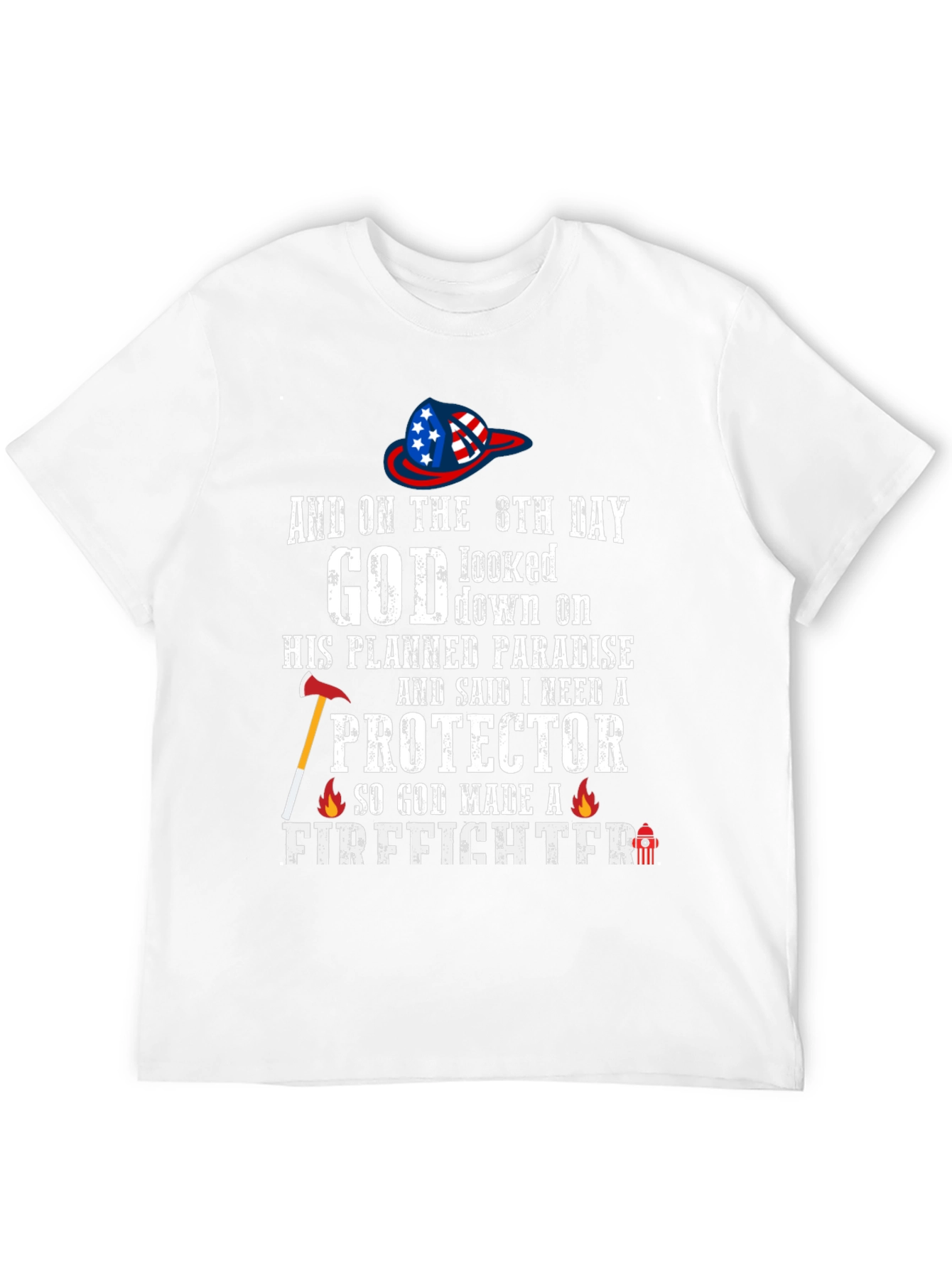 Black Firefighter T-Shirt - God Made a Firefighter Tee view 12