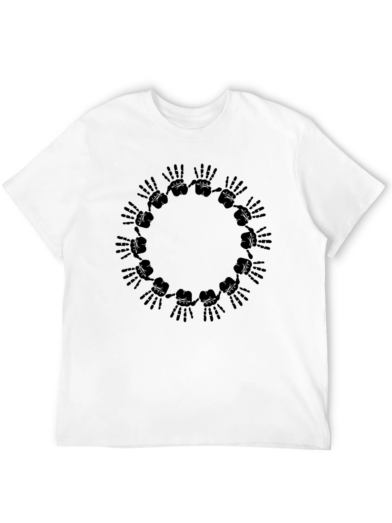 Black Graphic Black T-Shirt - Hands Circle Design view 12