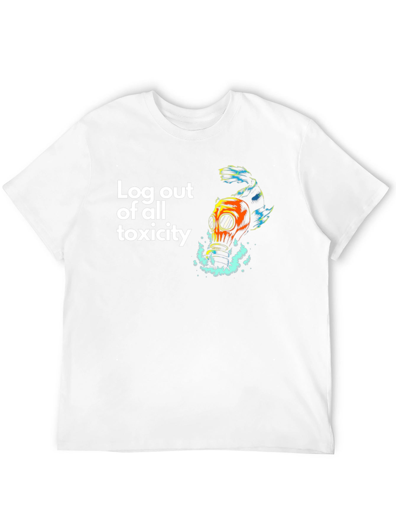 Black Toxic Escape T-Shirt - Gas Mask Fish Design view 12