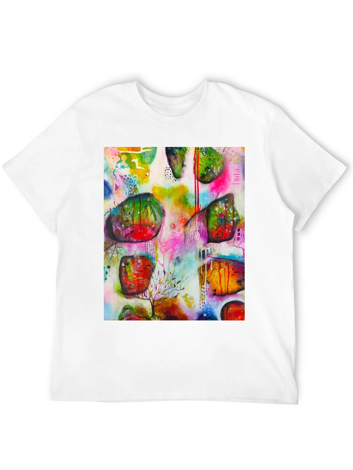 Black Abstract Art Print Men's Black T-Shirt view 12