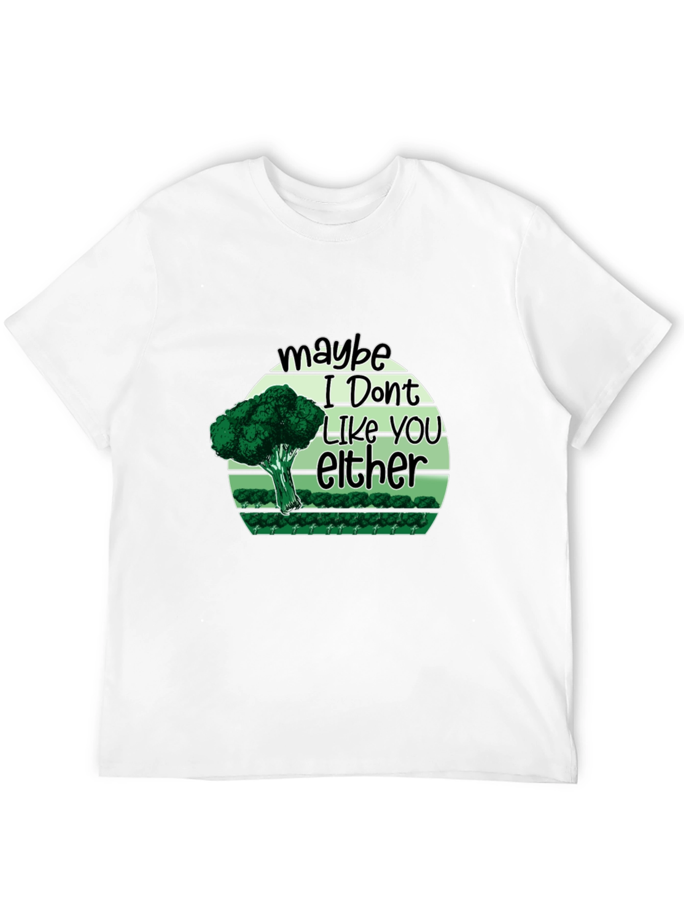 Black Funny Broccoli 'Maybe I Don't Like You Either' T-Shirt view 12