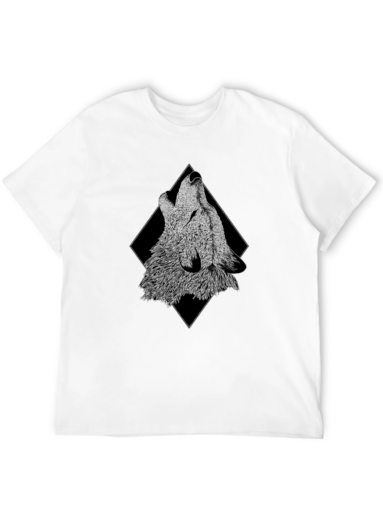 Black Howling Wolf Graphic Print Black T-Shirt view 12