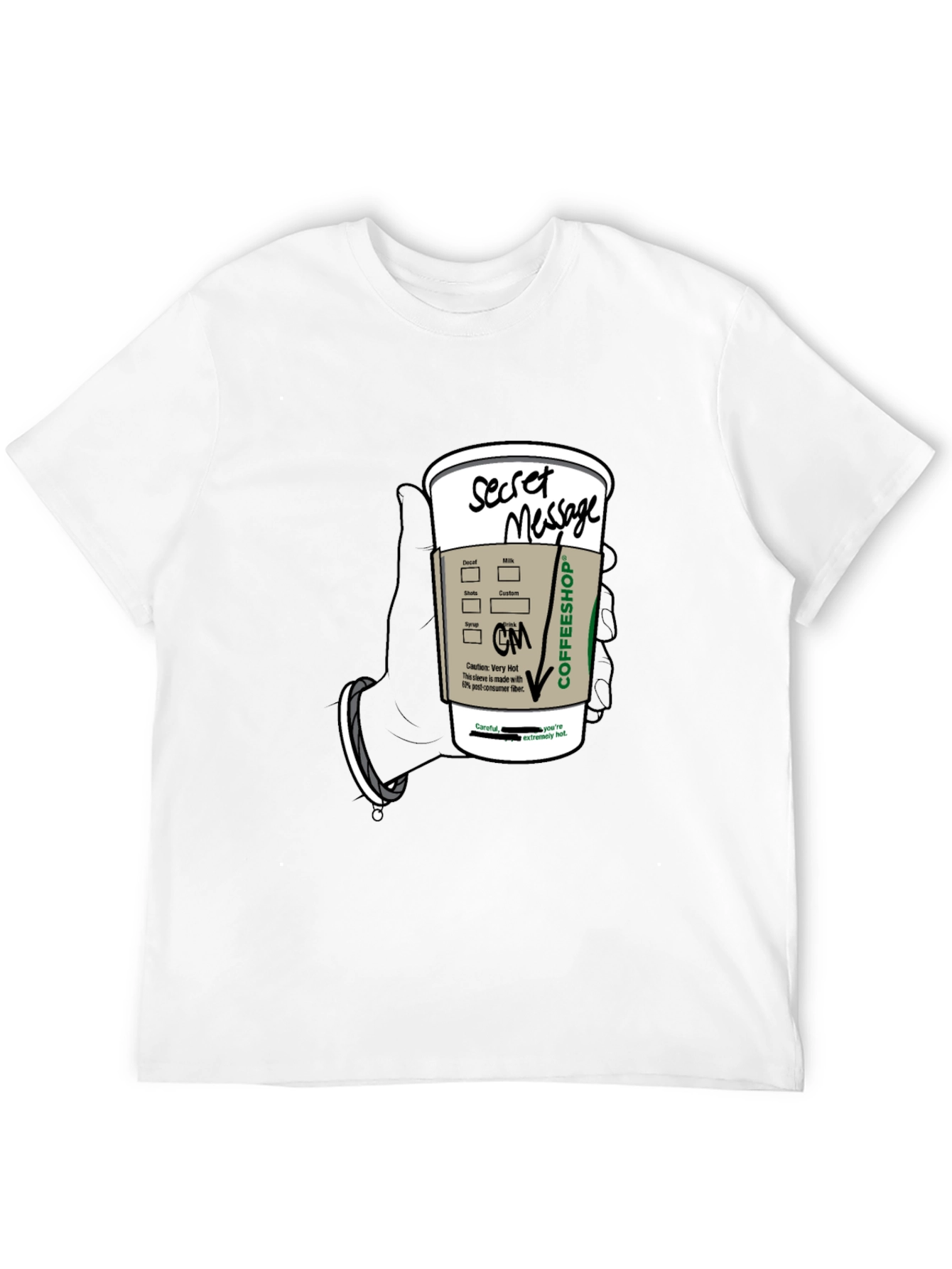 Black Coffee Secret Message T-Shirt - Fun Novelty Tee view 12