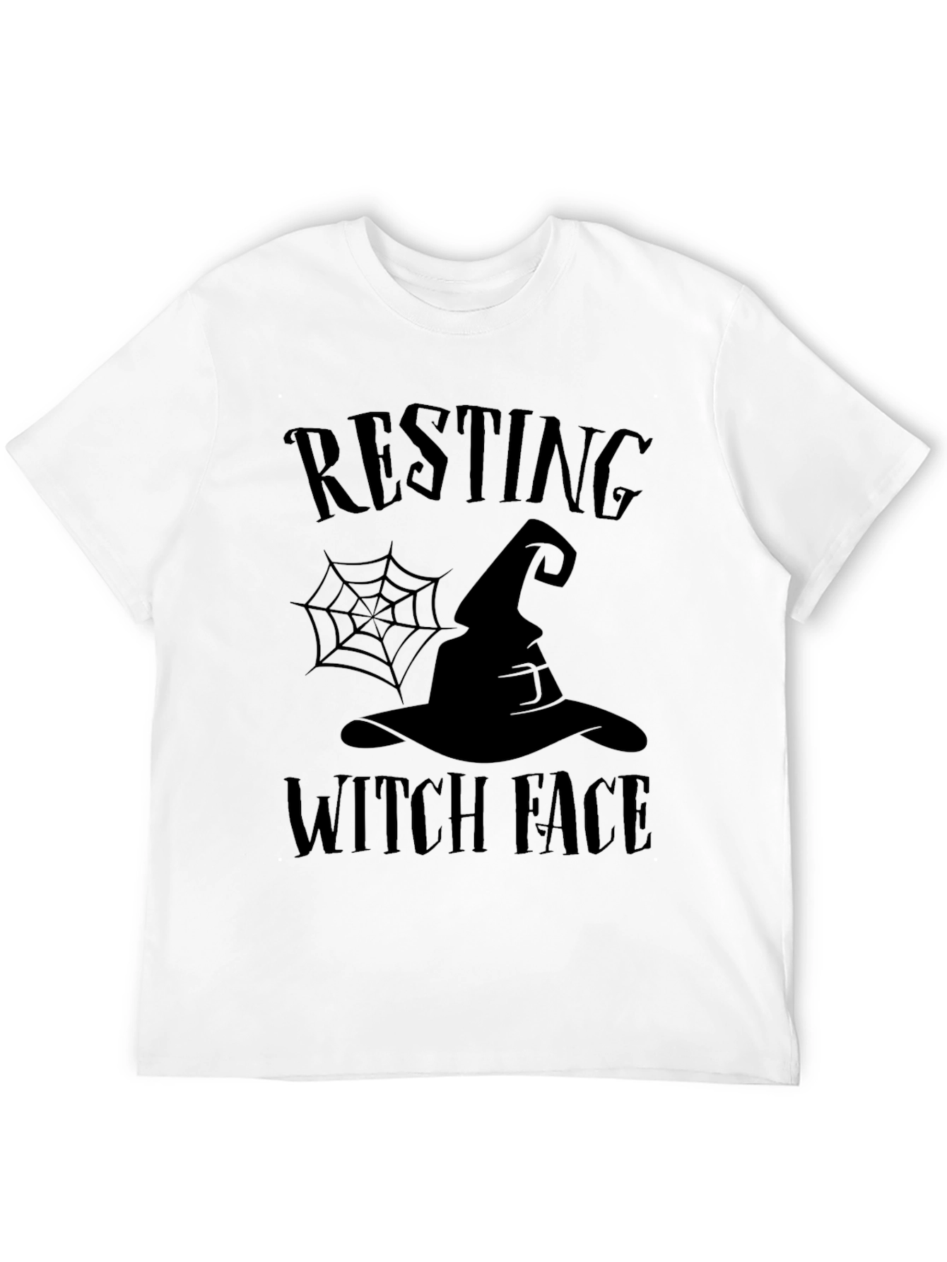 Black Resting Witch Face Halloween T-Shirt view 12