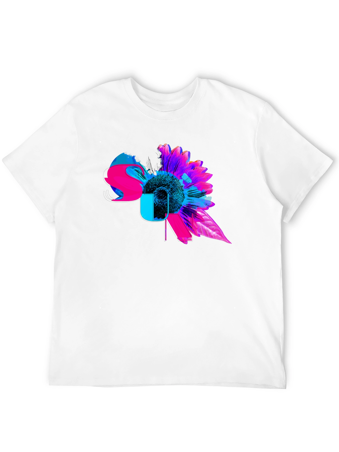 Black Vibrant Floral Graphic Tee - Modern Sunflower Design view 12