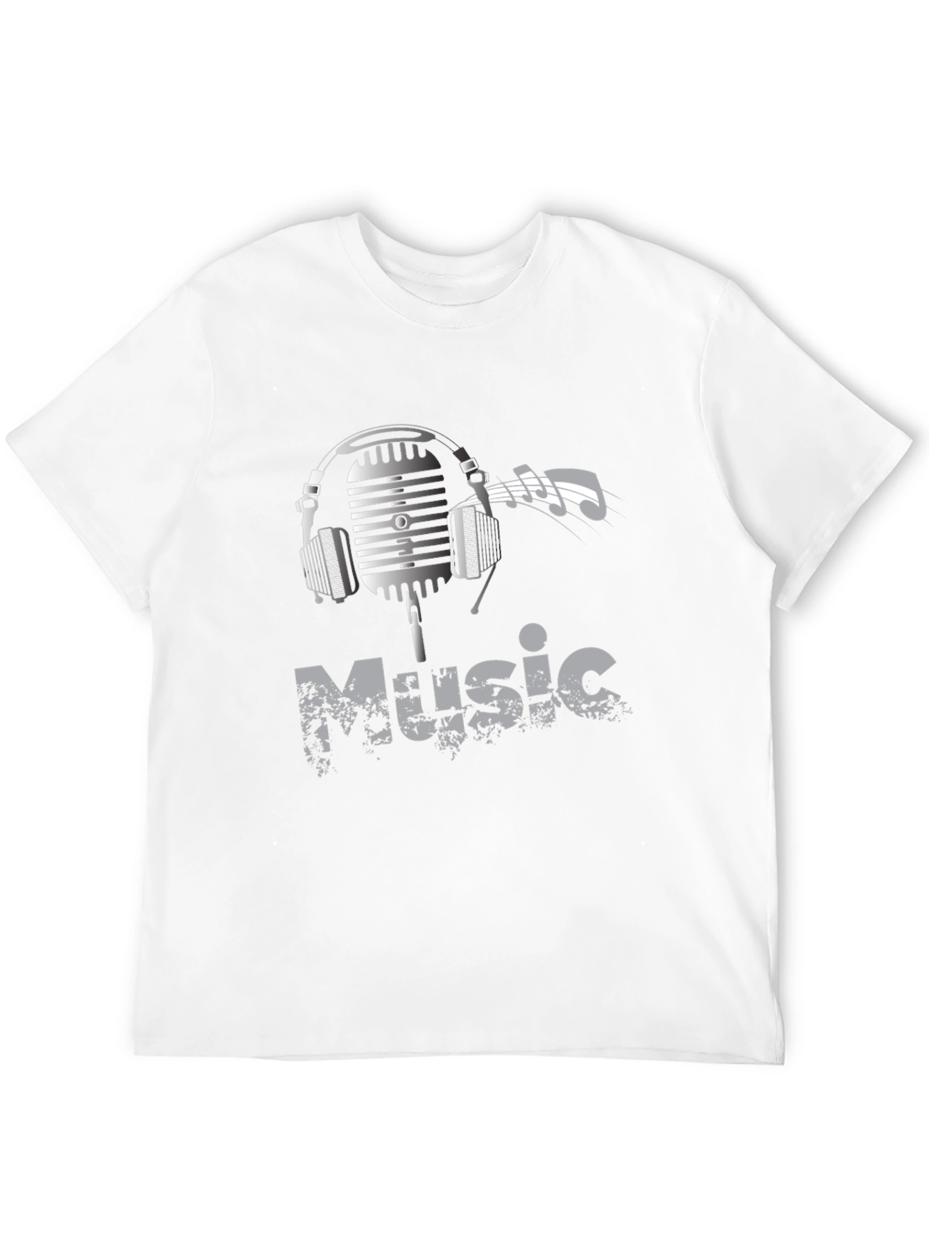 Black Music Lover Graphic Tee - Headphones Microphone Design view 12