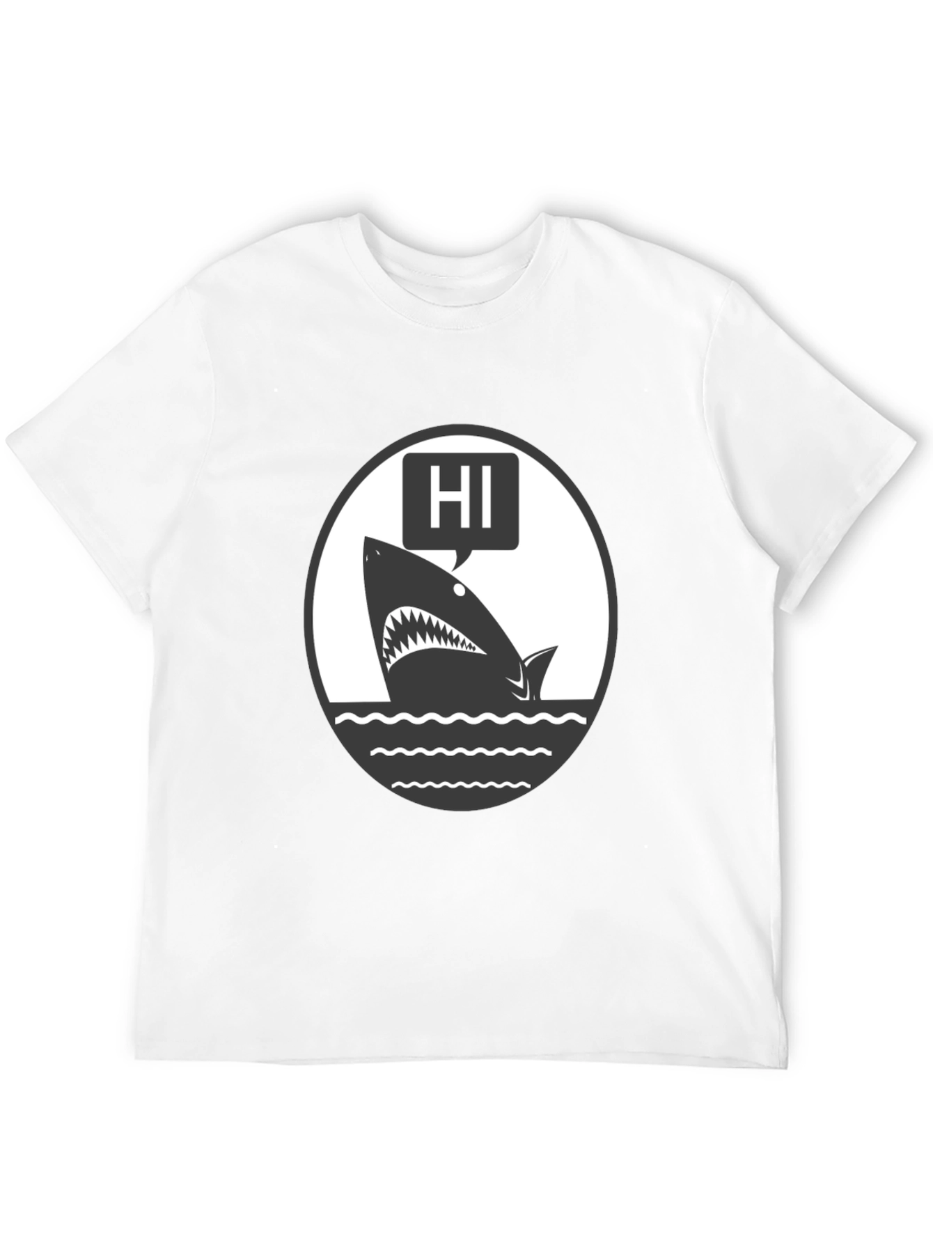 Black Hi Shark Graphic Tee - Black Cotton T-Shirt view 12