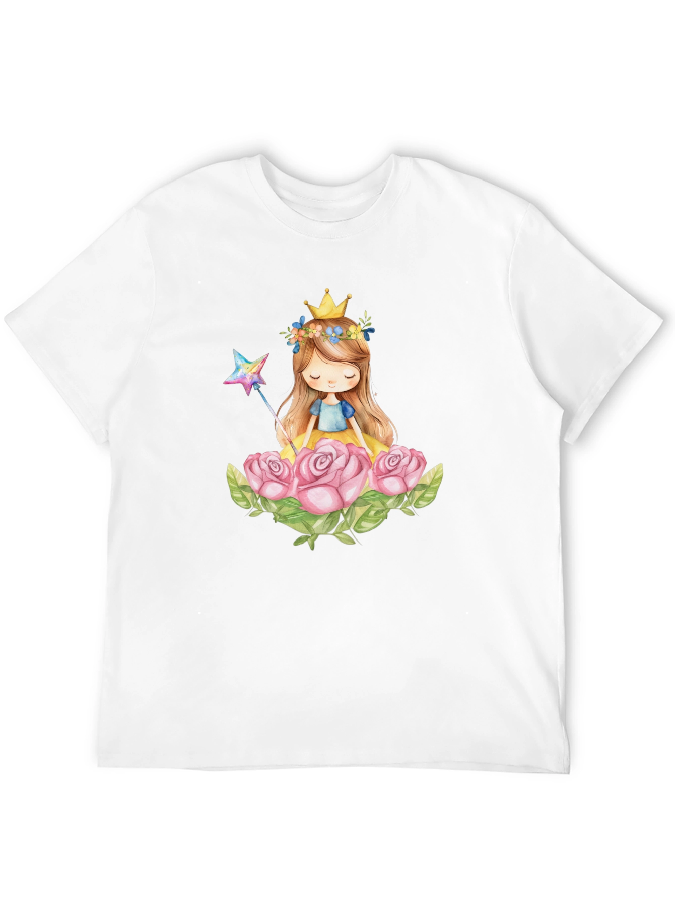 Black Princess Crown Rose Graphic Black T-Shirt view 12