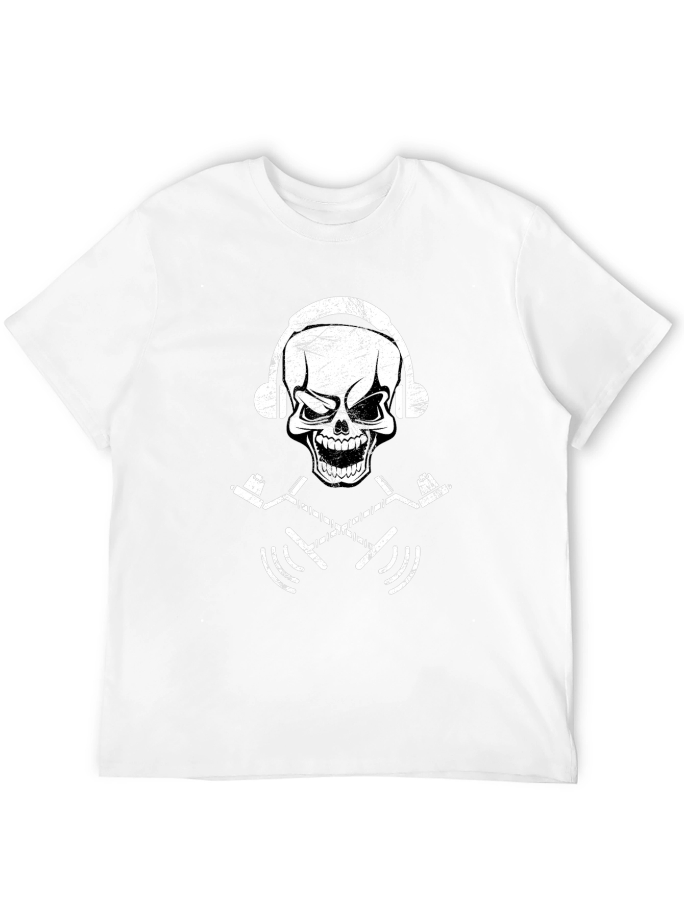 Black Skull Headphone Graphic T-Shirt - Black view 12