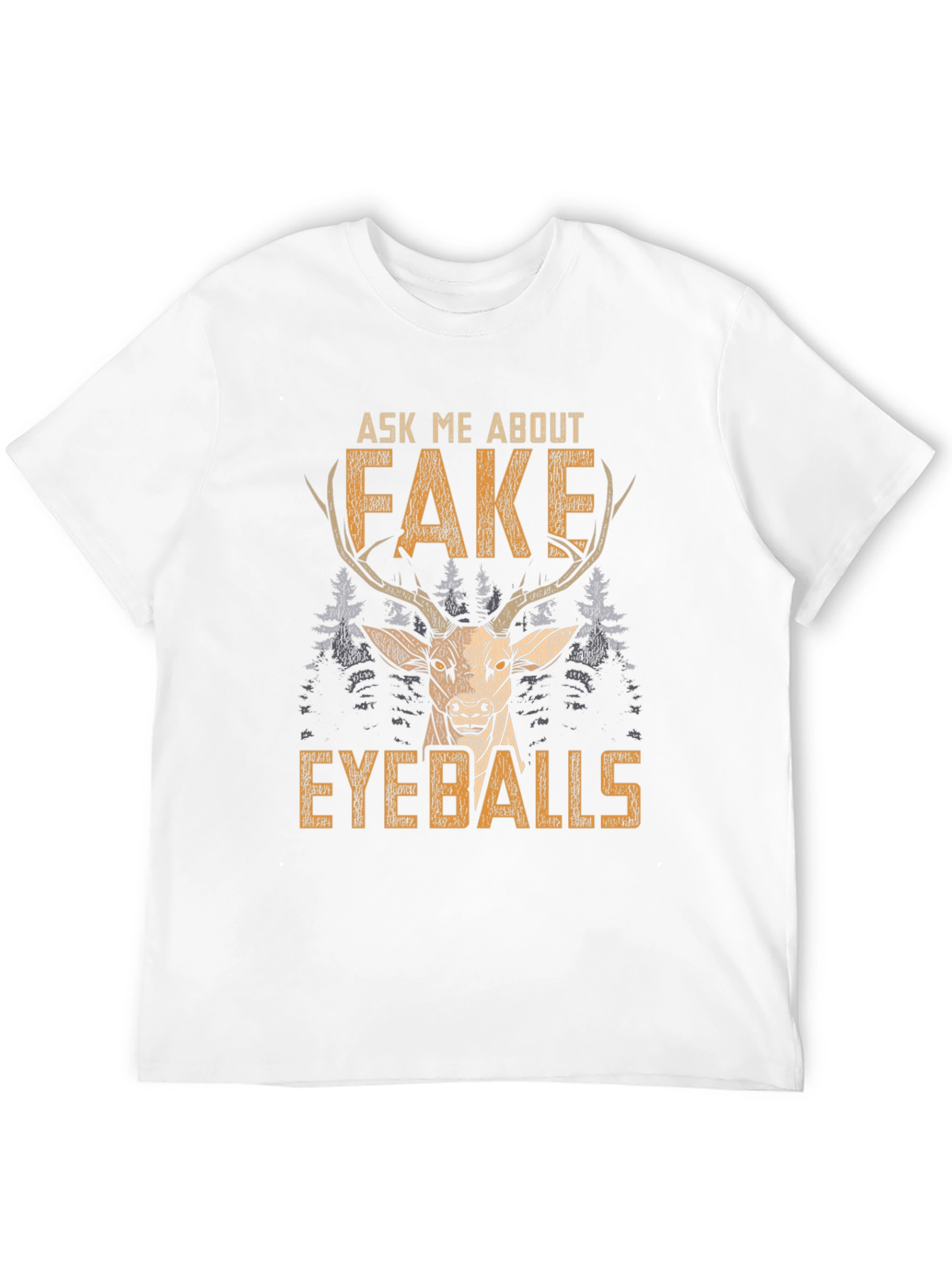Black Funny "Fake Eyeballs" Deer Graphic T-Shirt view 12