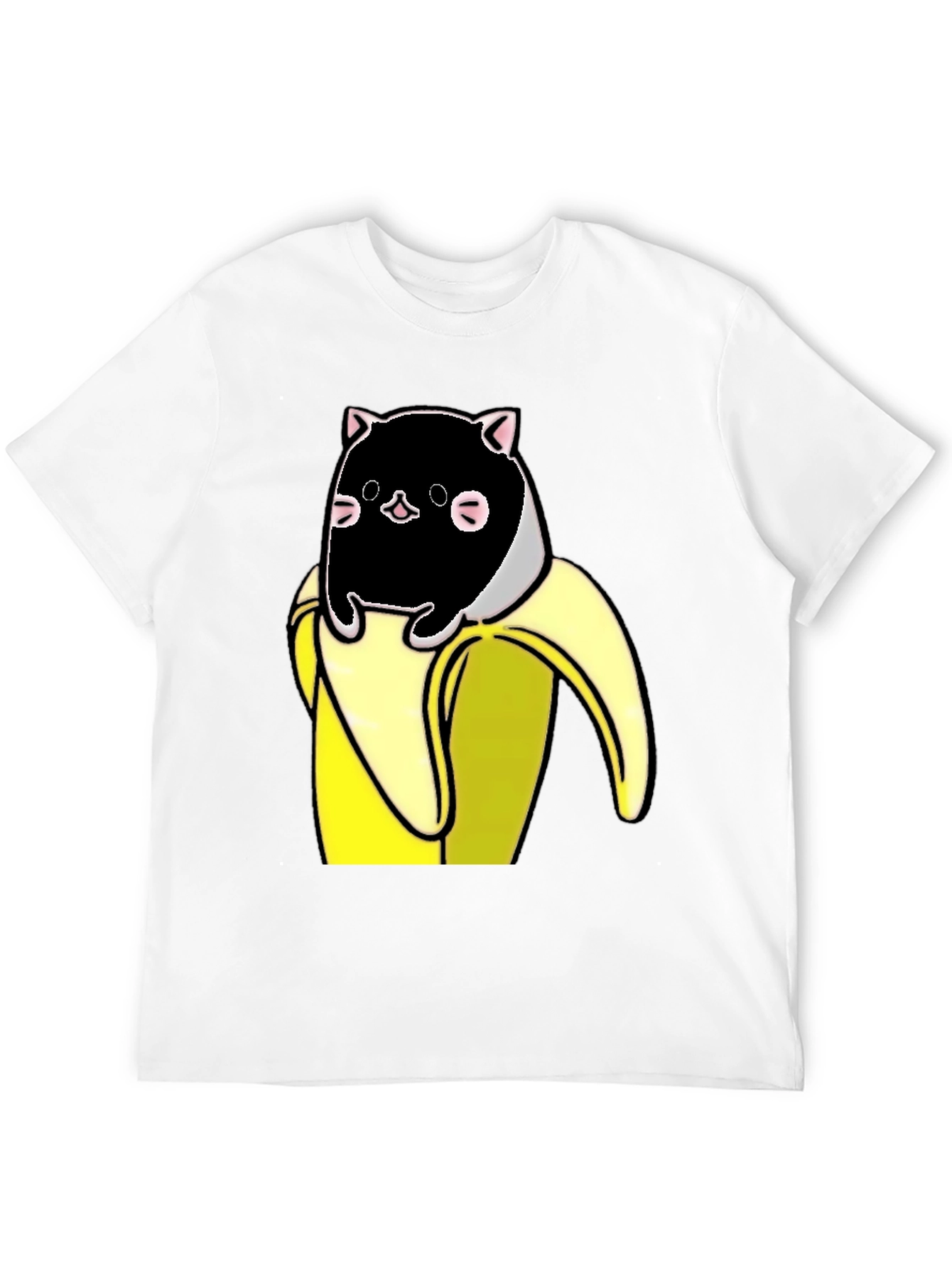 Black Banana Cat T-Shirt - Whimsical Graphic Tee view 12