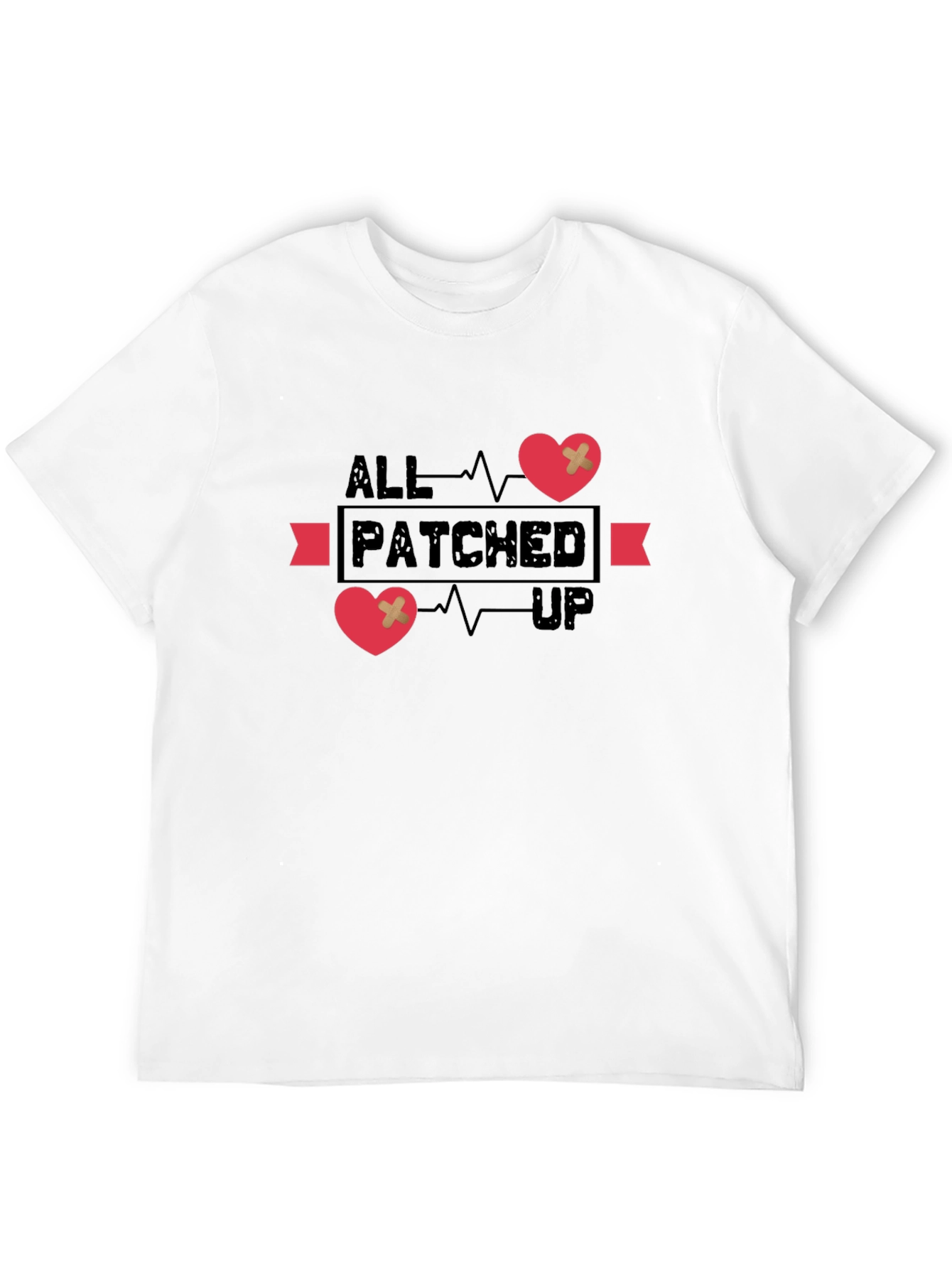 Black All Patched Up Graphic Tee - Heart Design view 12