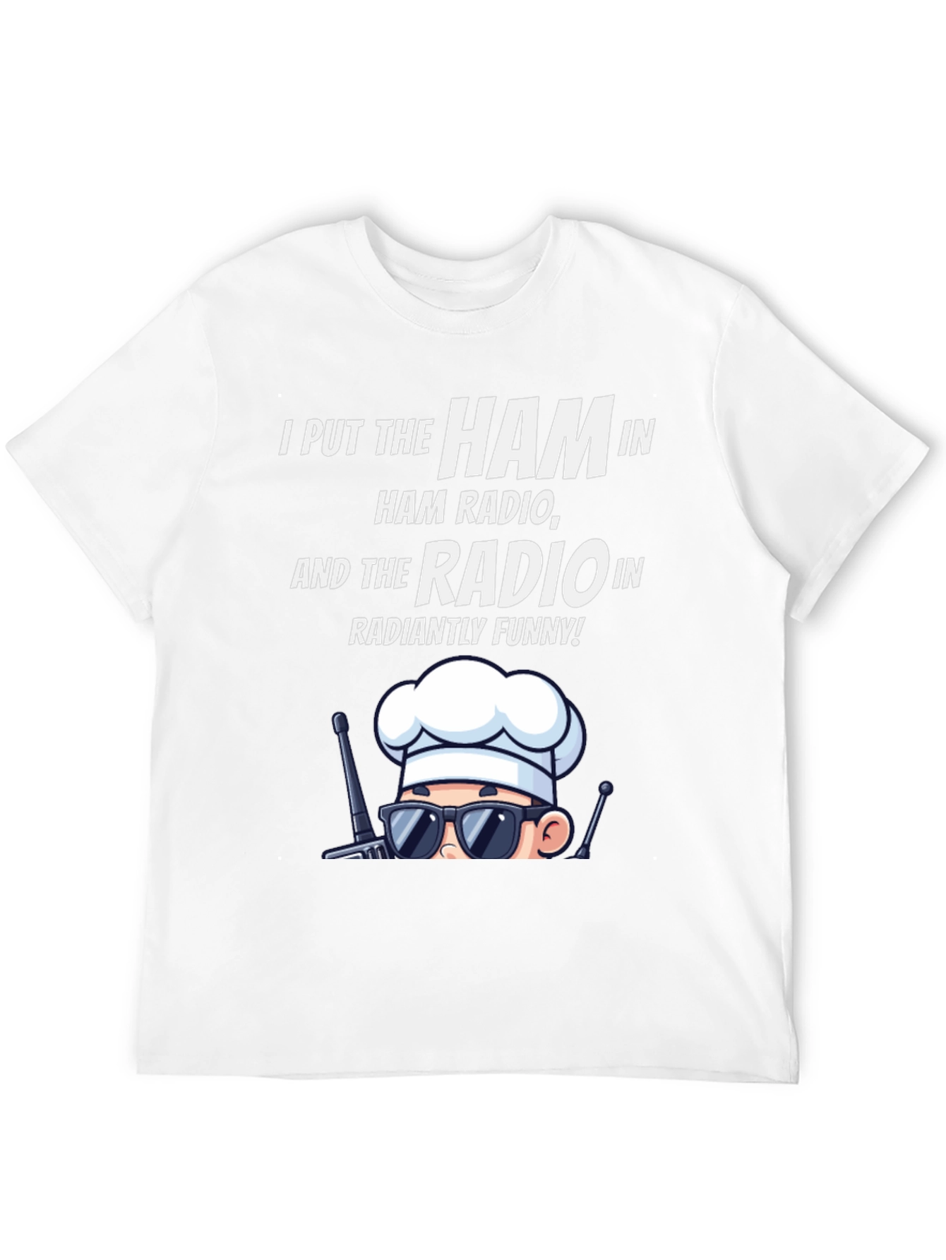 Black Ham Radio Humor T-Shirt: Radiantly Funny Chef Design view 12