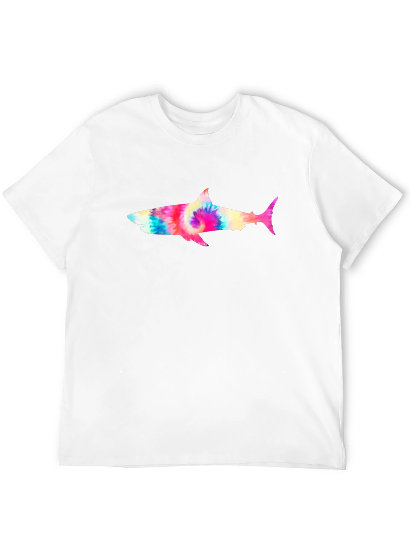 Black Tie-Dye Shark Graphic Tee - Black Cotton T-Shirt view 12