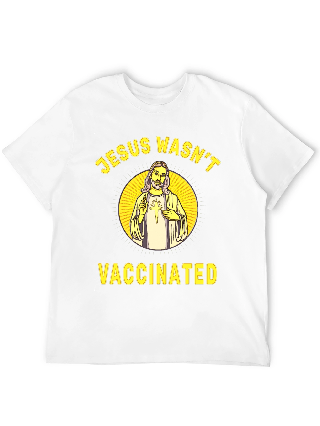 Black Jesus Wasn't Vaccinated Novelty Graphic Tee view 12