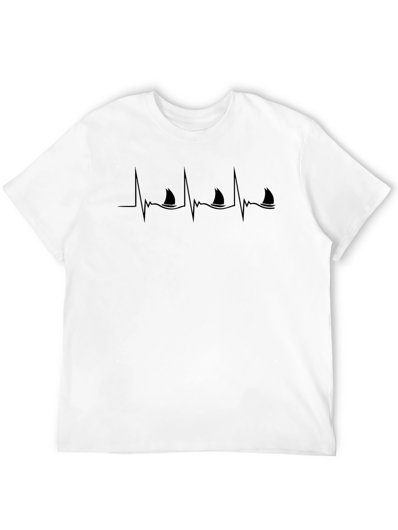 Black Shark Heartbeat Black T-Shirt - Unique Graphic Tee view 12