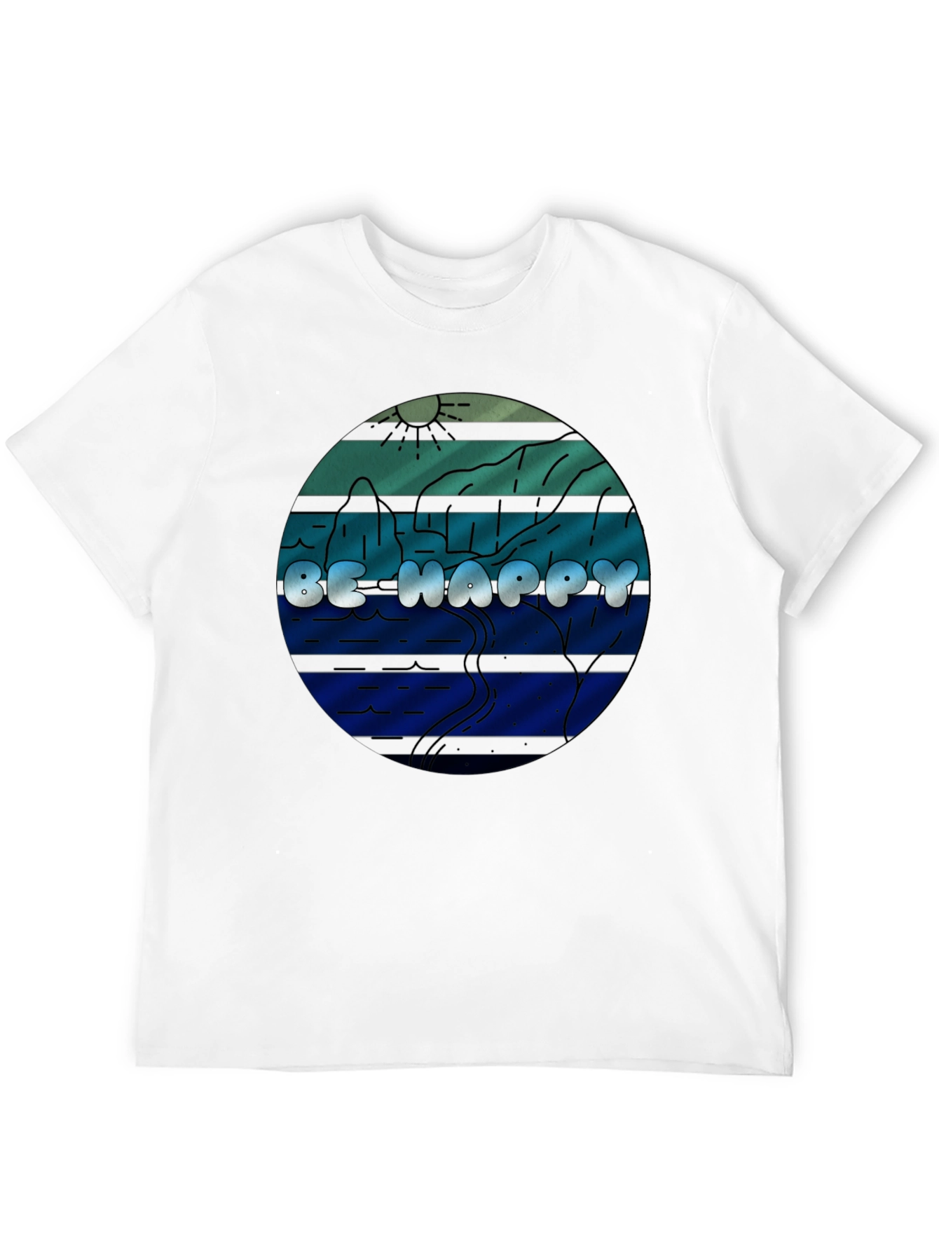 Black Be Happy Graphic Tee - Comfort Fit Black T-Shirt view 12