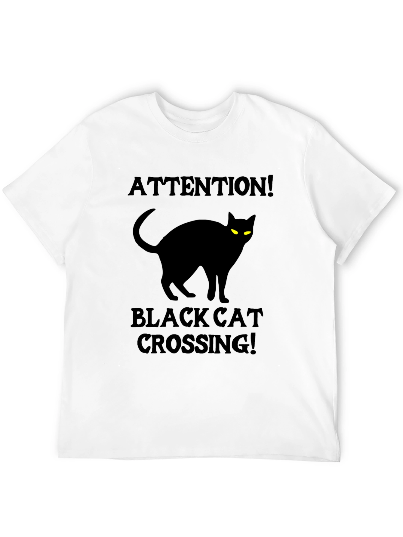 Black Black Cat Crossing T-Shirt - Attention Halloween Tee view 12