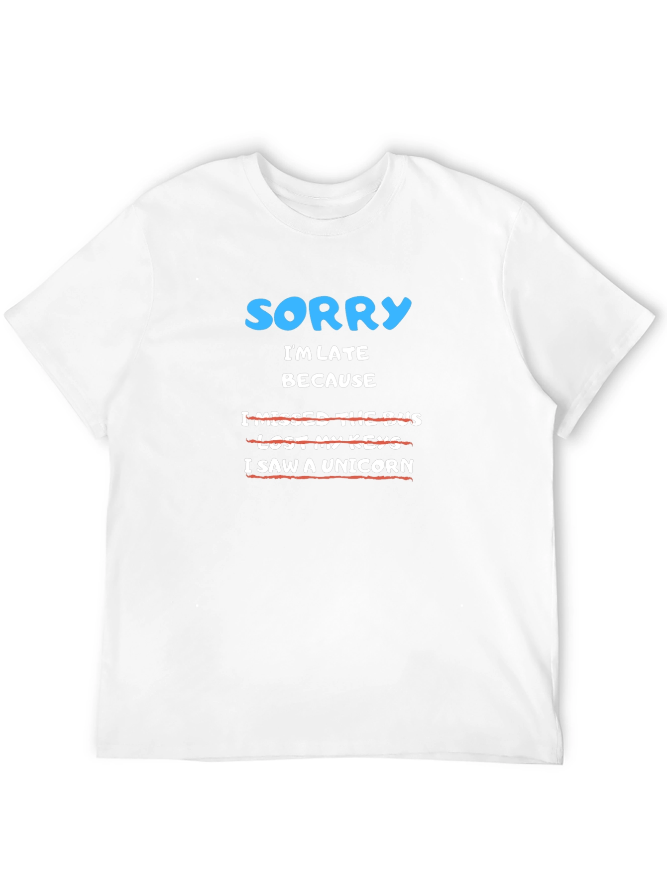 Black Funny Sorry I'm Late Unicorn Graphic T-Shirt view 12