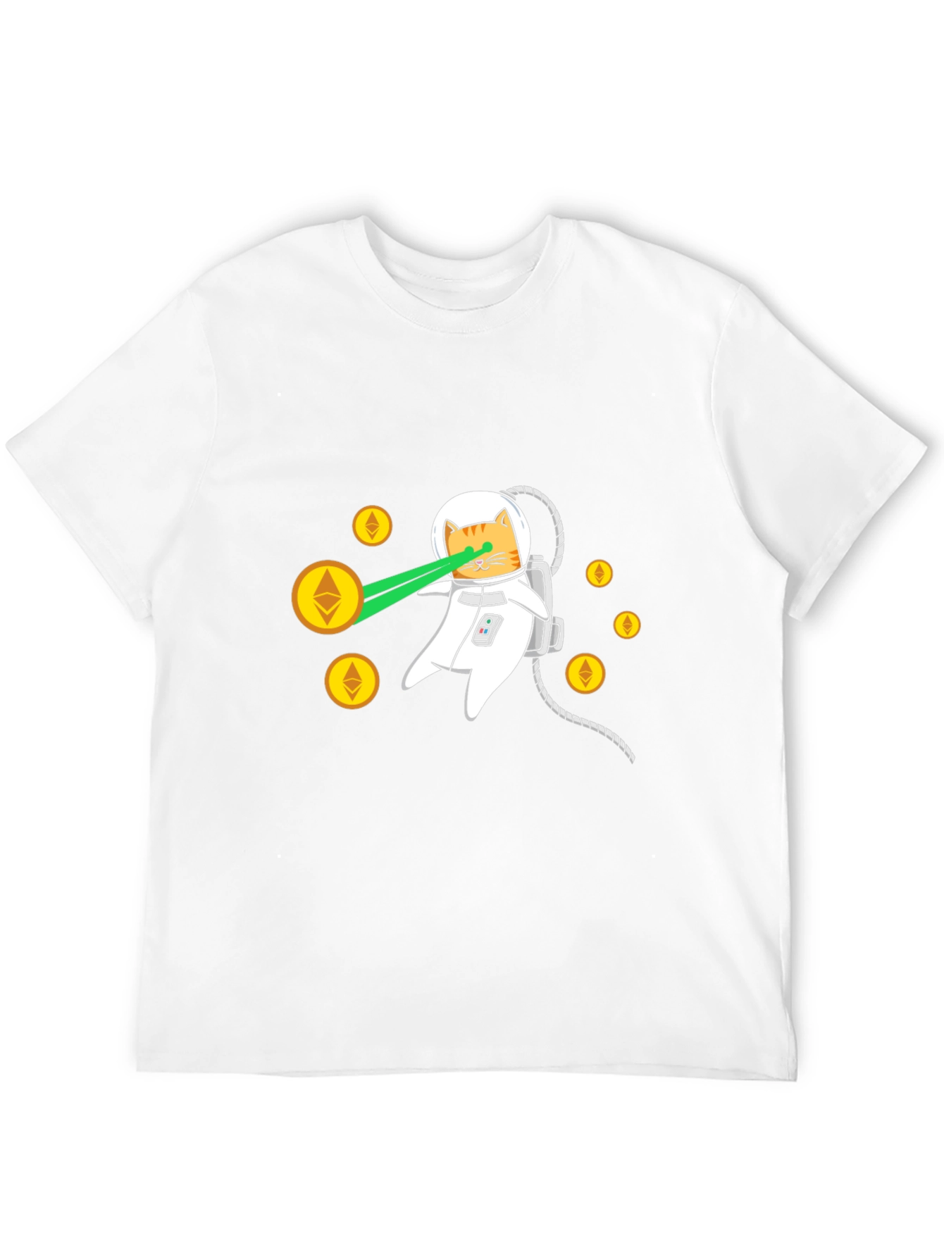 Black Astronaut Cat Laser Eyes Ethereum Crypto Black T-Shirt view 12