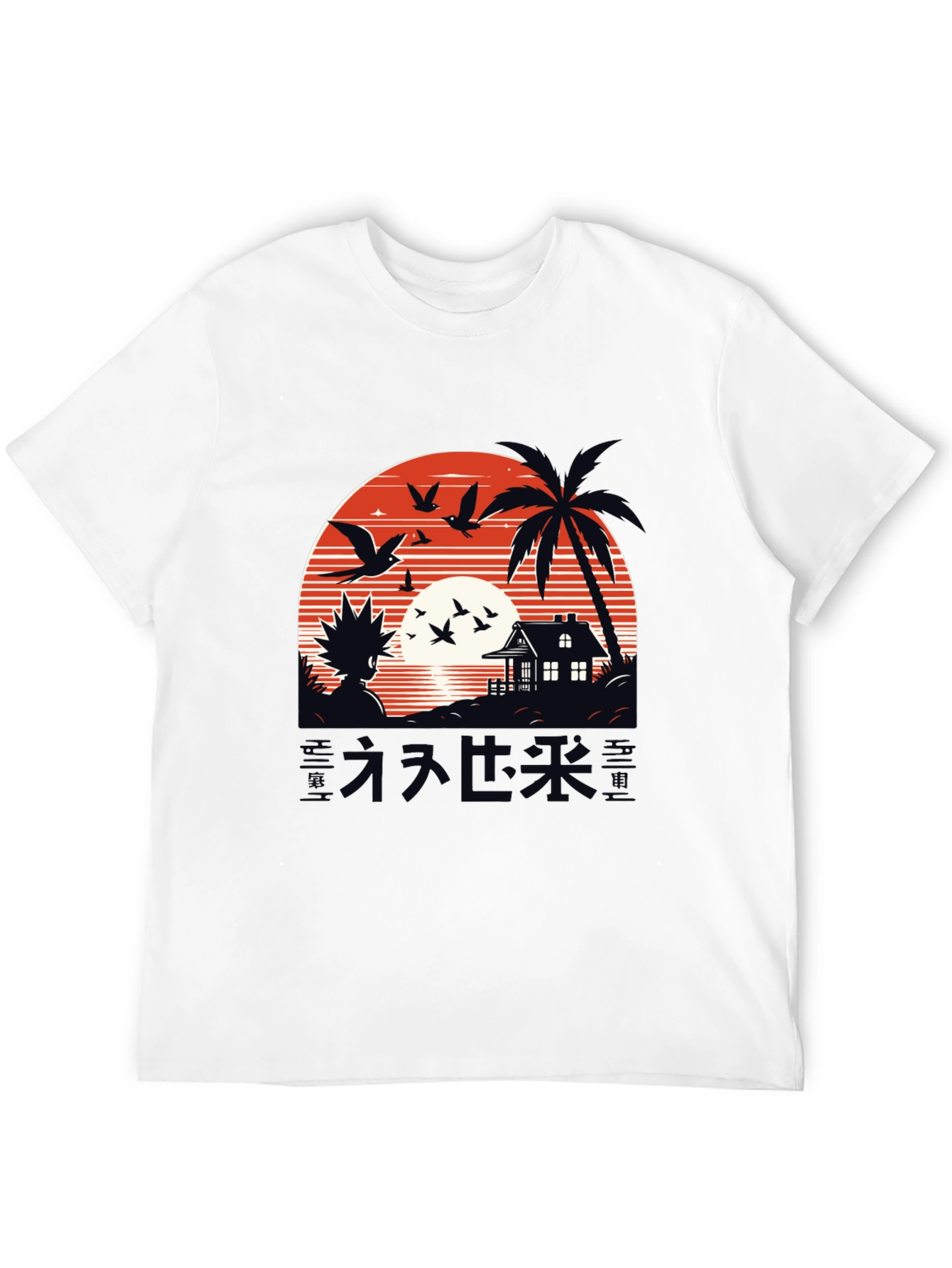 Anime Graphic Tee - Sunset Island Design - 12