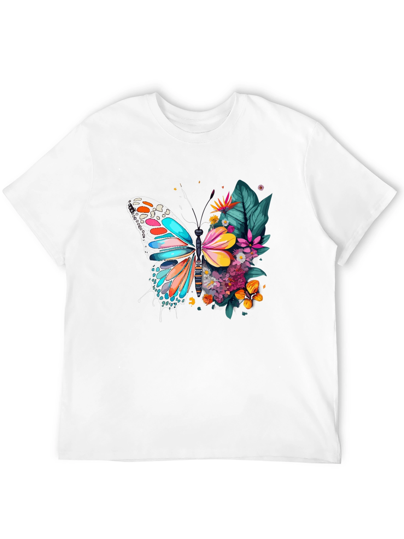 Black Floral Butterfly Graphic Tee - Unique Design! view 12