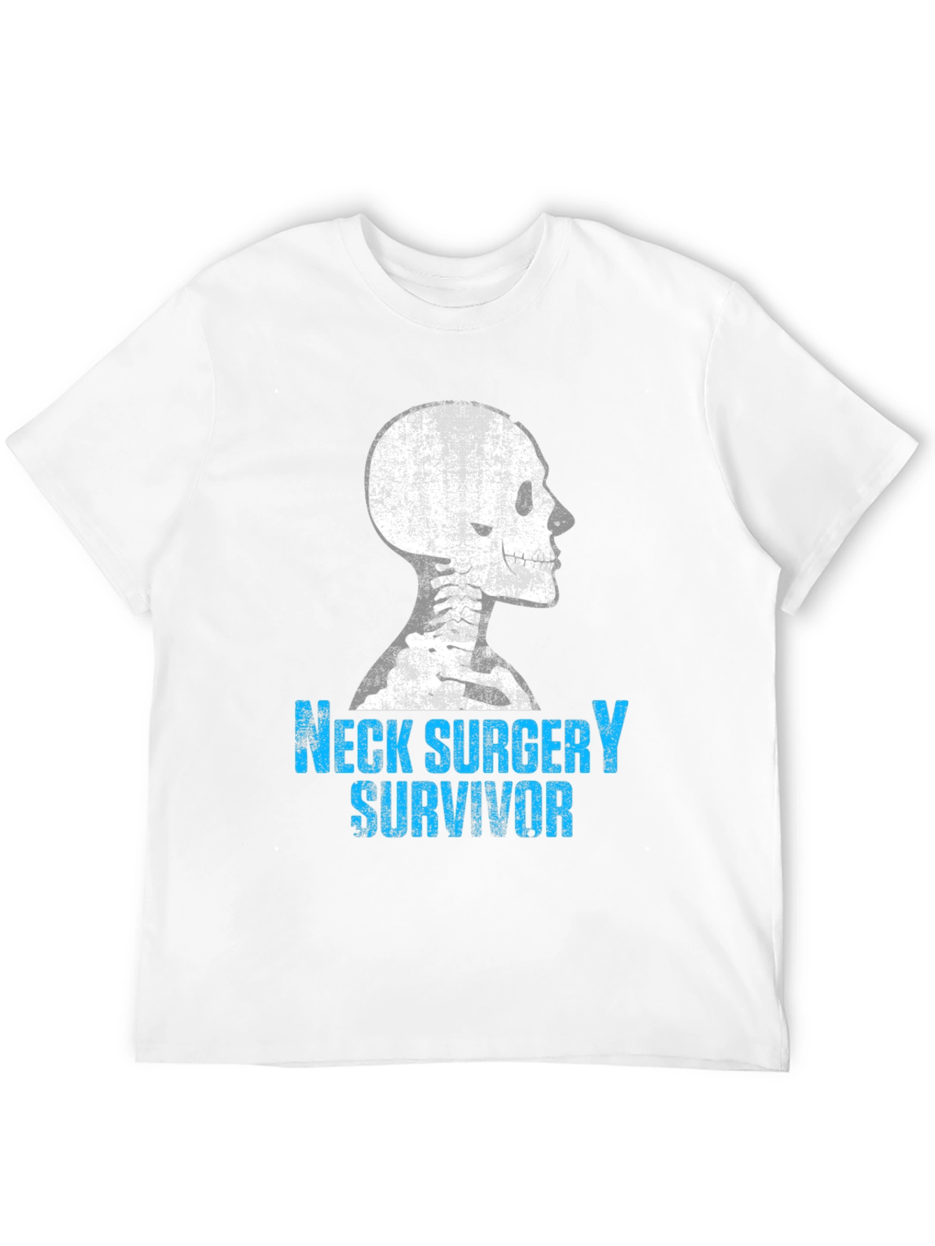 Black Neck Surgery Survivor T-Shirt - Bone Skeleton Design view 12