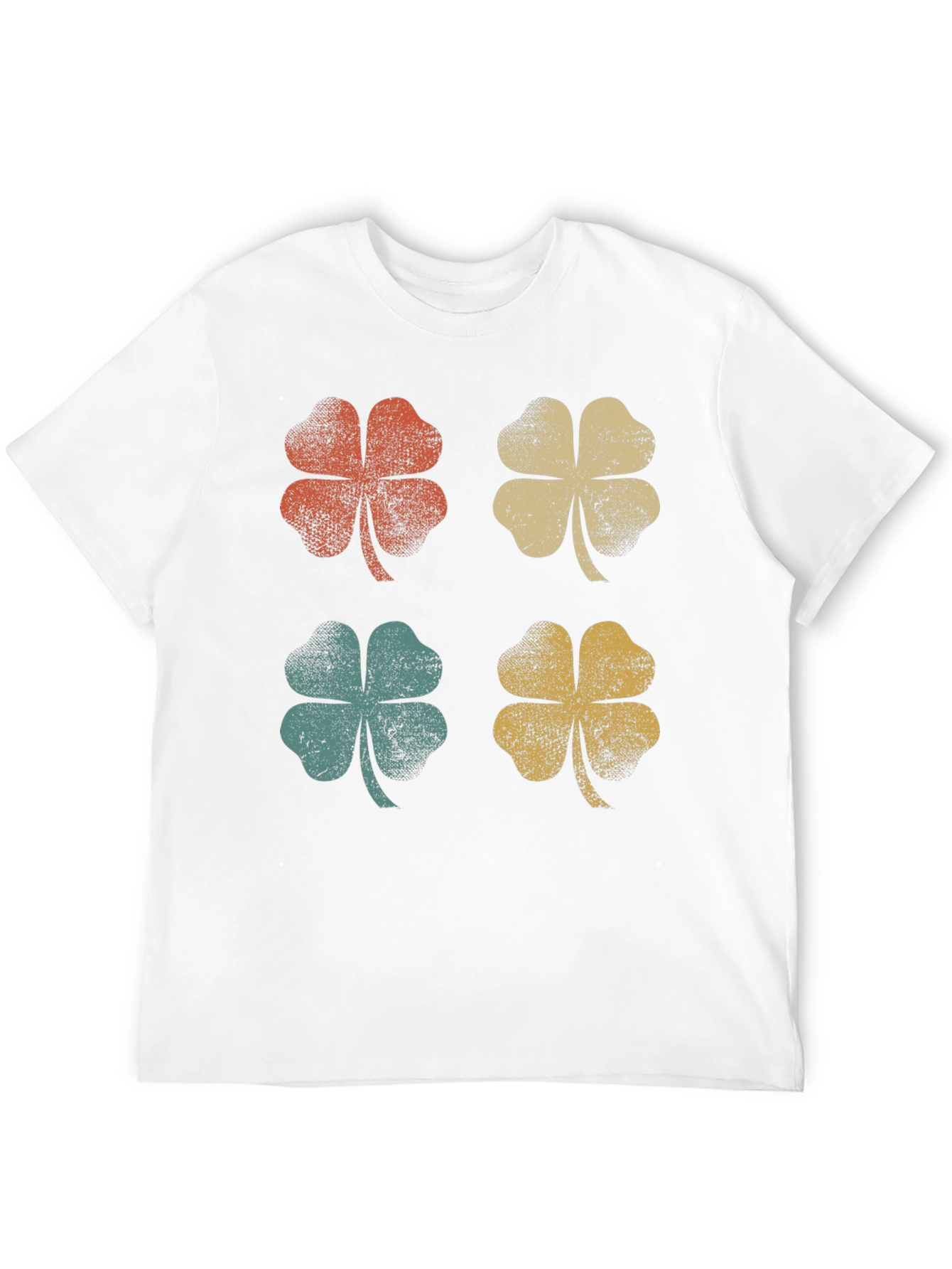 Black Retro Clover Graphic Tee - Lucky Four Leaf Shirt view 12