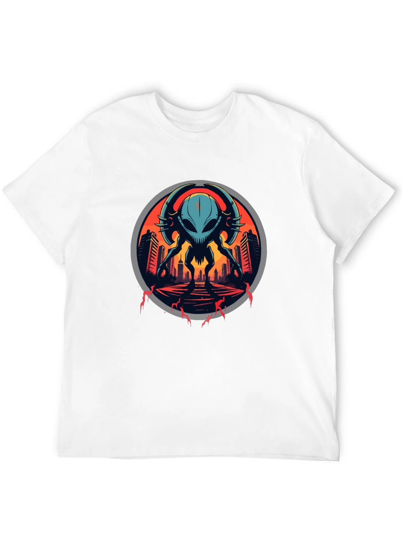 Black Sci-Fi Alien Invasion Graphic T-Shirt view 12