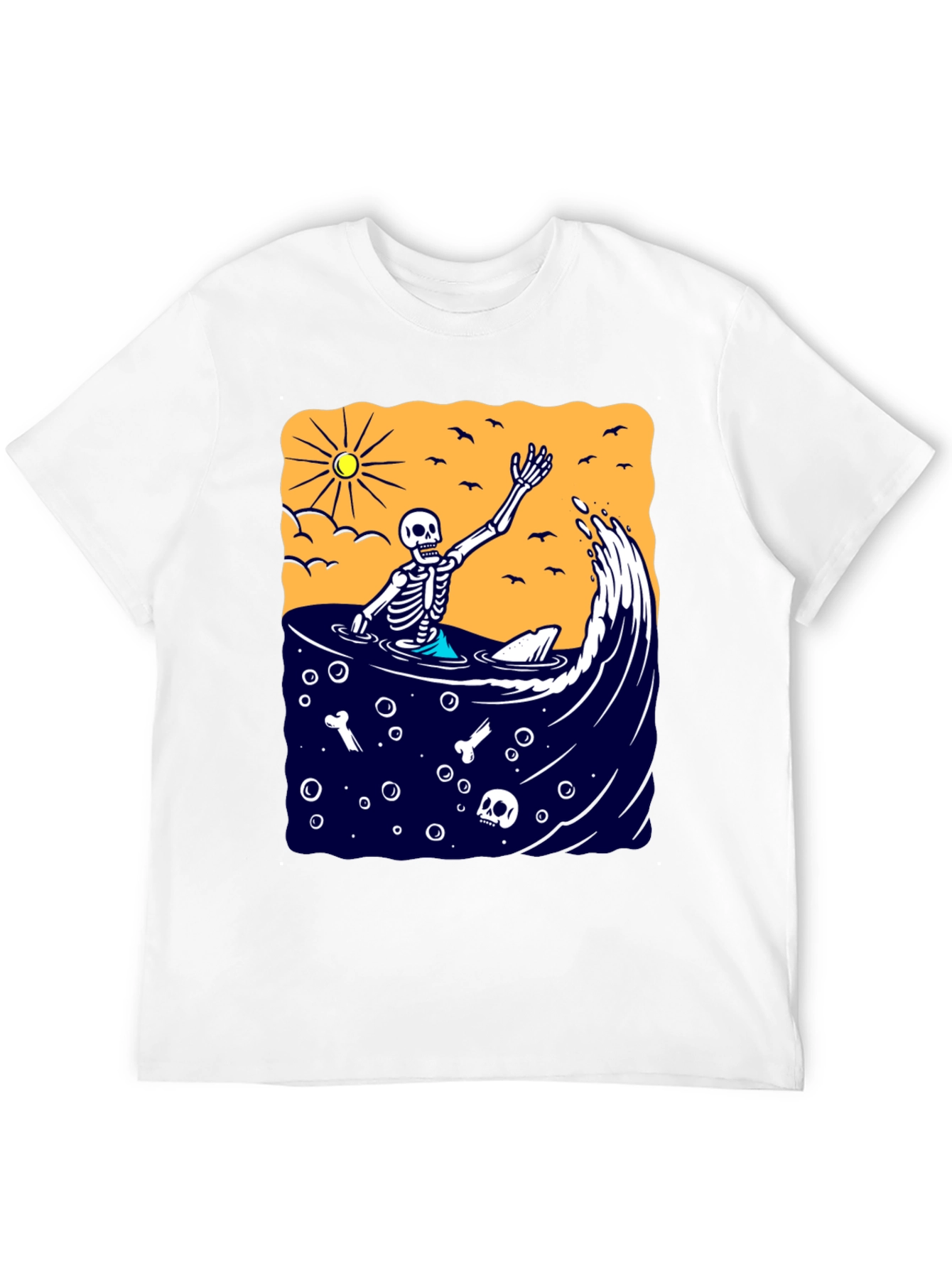 Black Skeleton Surfer T-Shirt - Beach Vibe Graphic Tee view 12