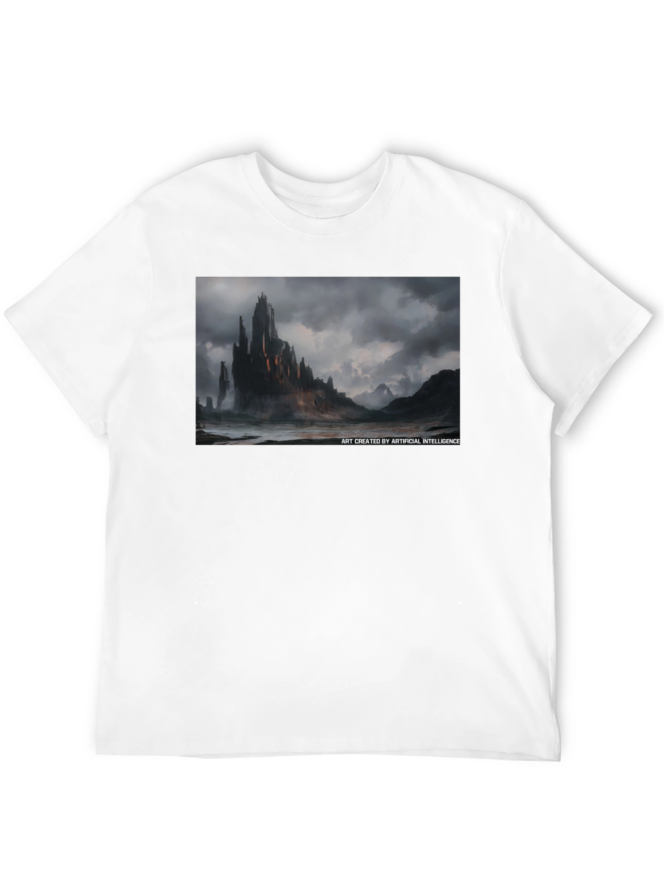 Black Dark Castle AI Art Black Tee - Unique Graphic T-Shirt view 12