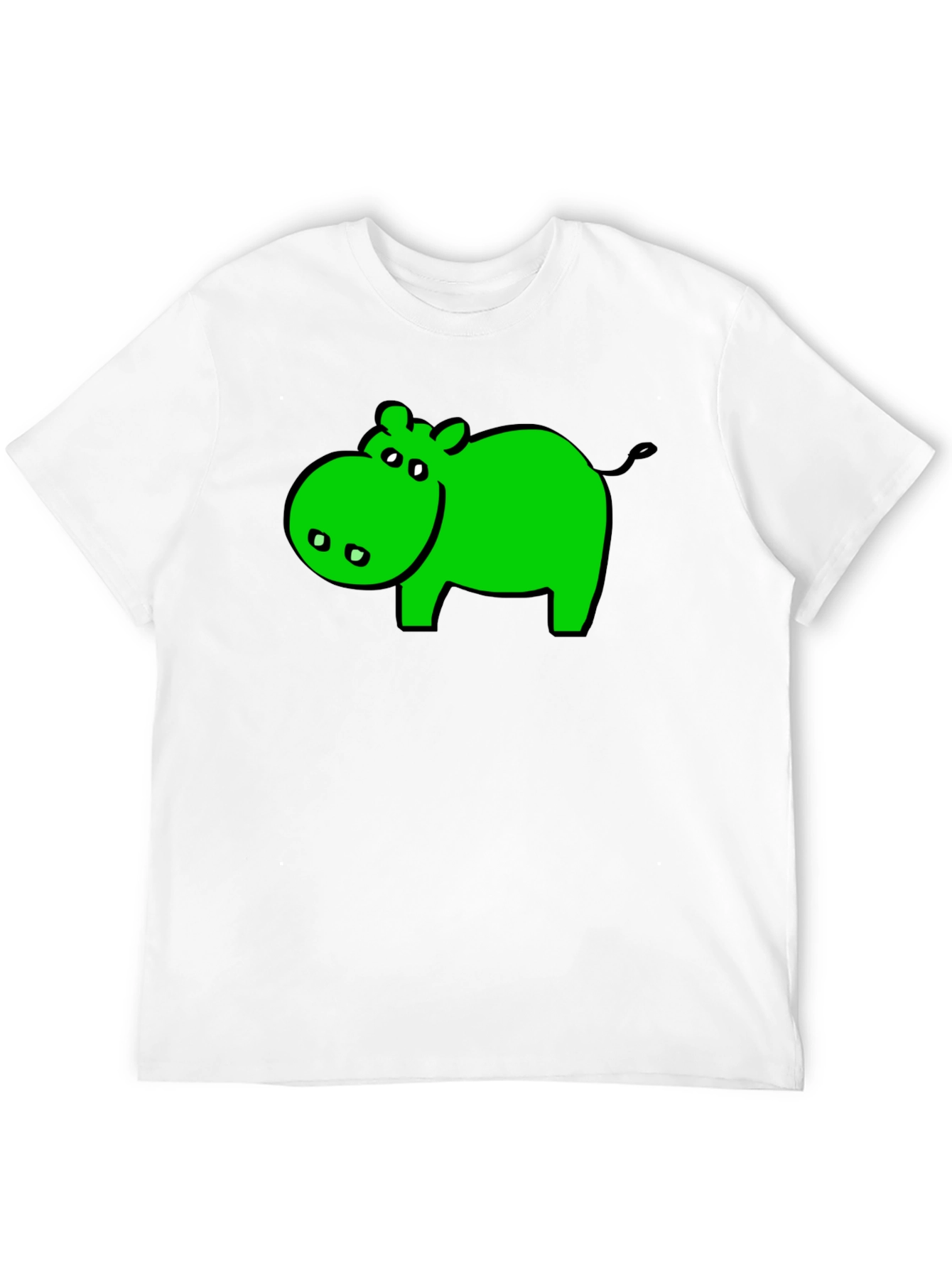 Black Green Hippo Graphic Black T-Shirt - Casual Wear view 12