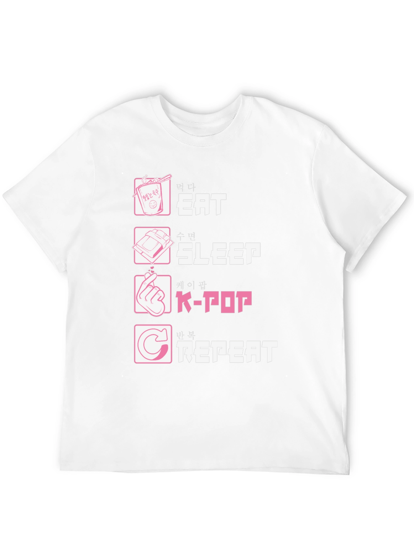 Black Eat Sleep K-Pop Repeat Black Graphic Tee view 12