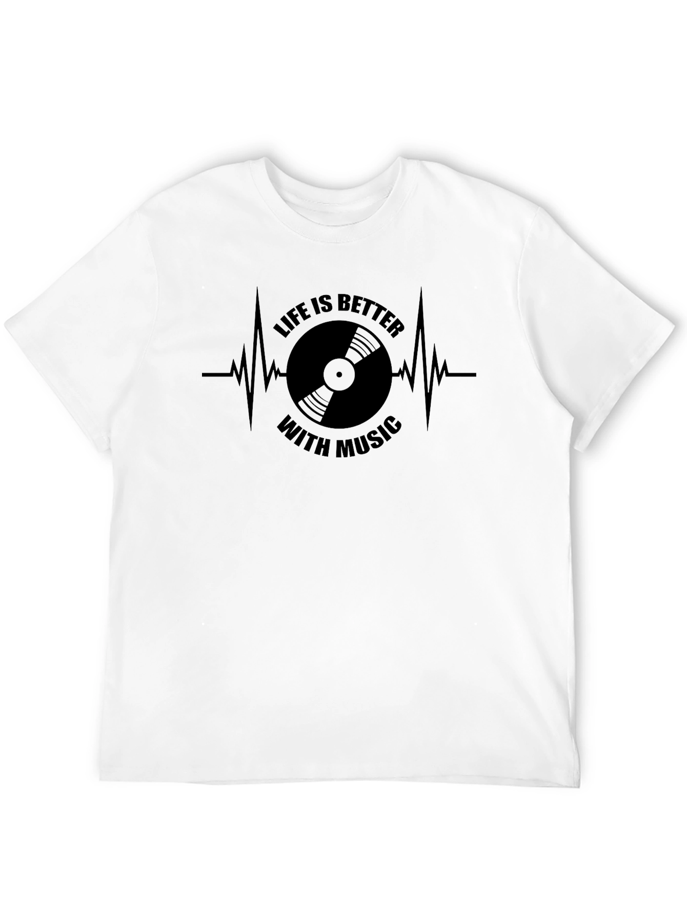 Black Life is Better With Music T-Shirt - Vinyl Record Heartbeat view 12