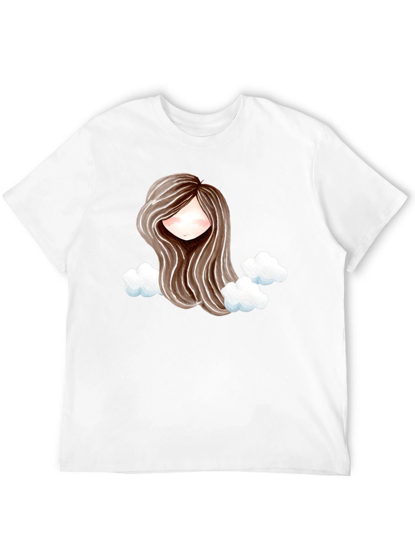 Black Whimsical Girl with Clouds Graphic Tee view 12