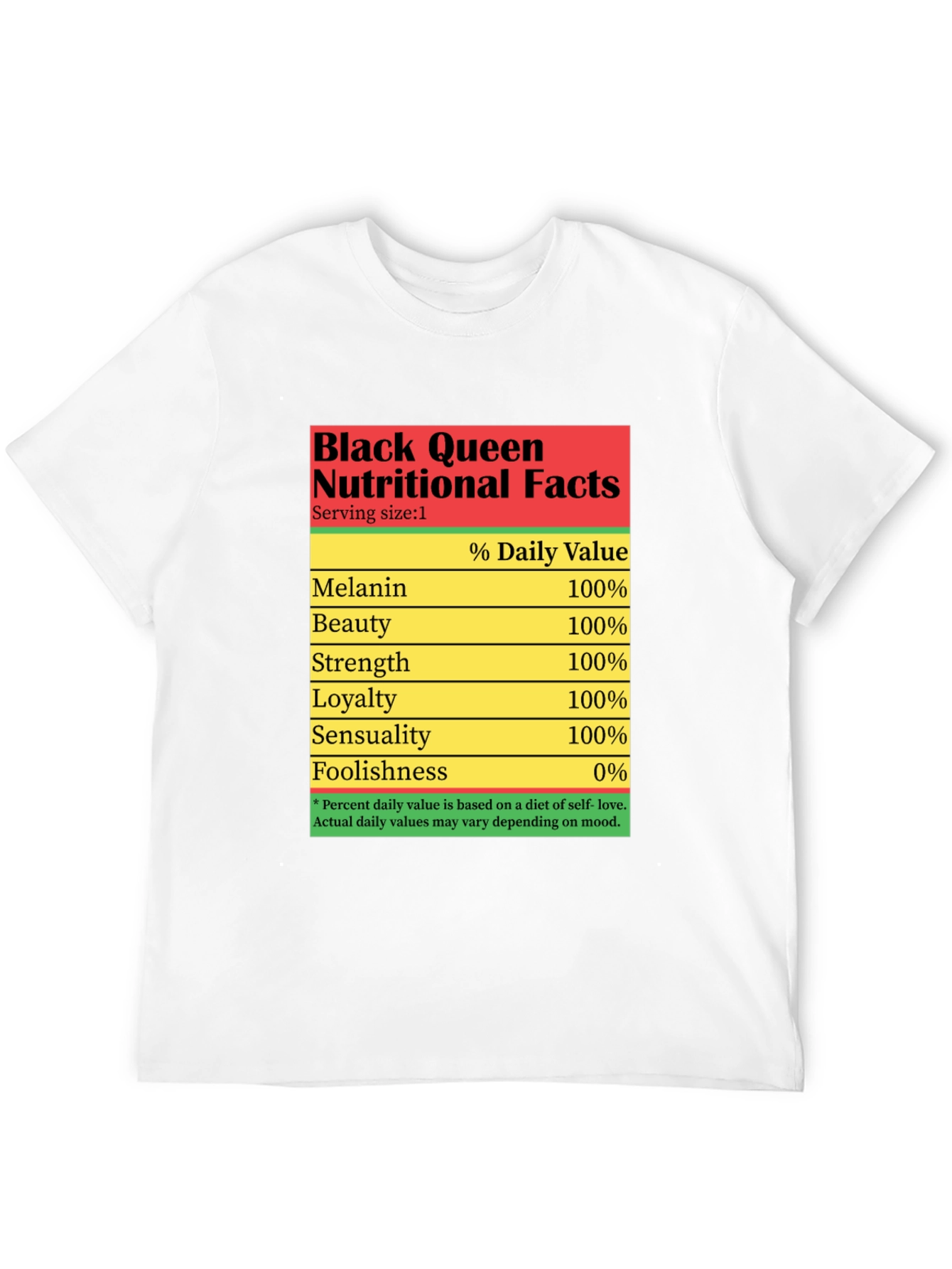 Black Black Queen Nutritional Facts T-Shirt view 12