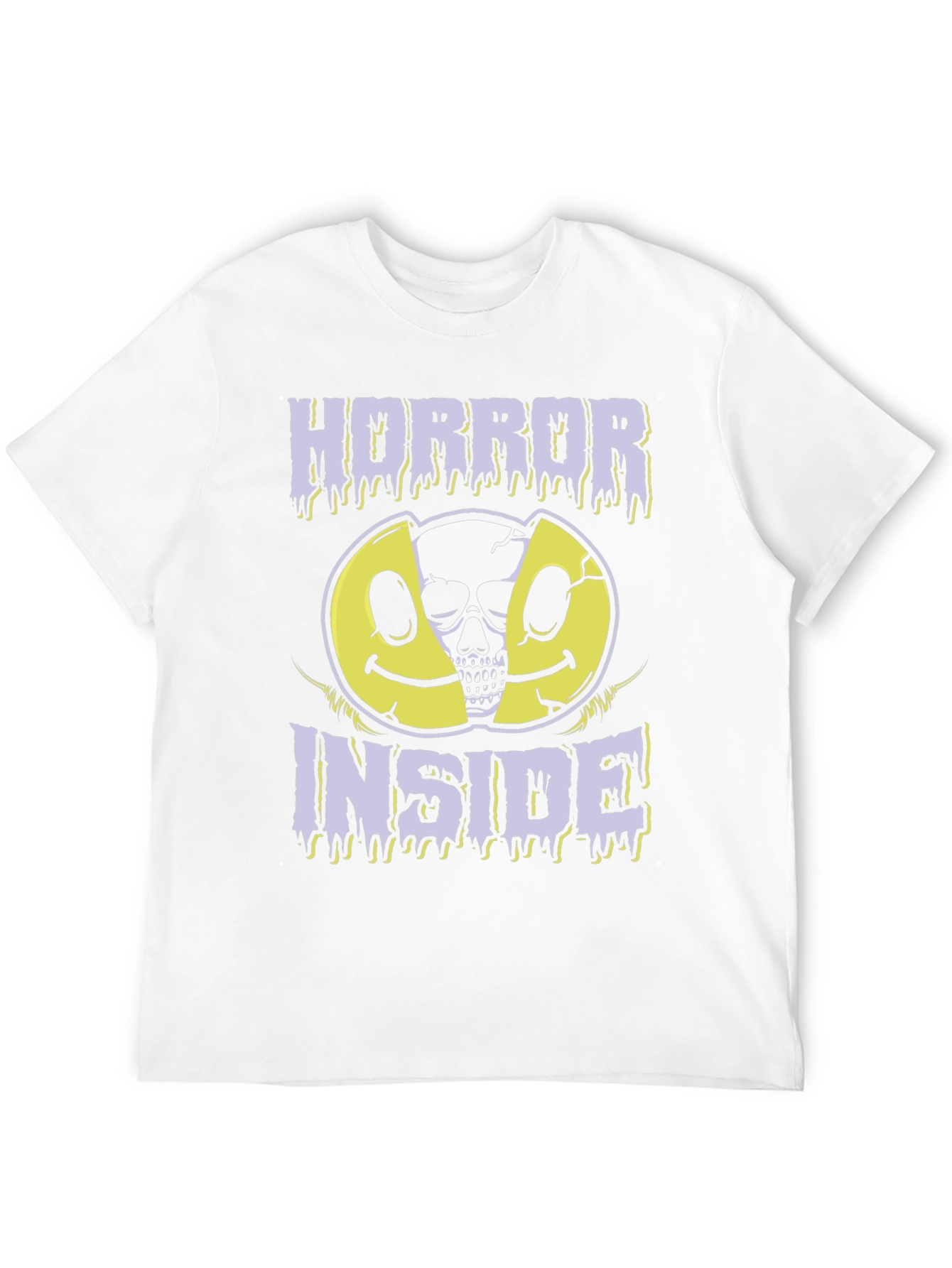Black Horror Inside Graphic T-Shirt - Creepy Skull Smiley Face Tee view 12