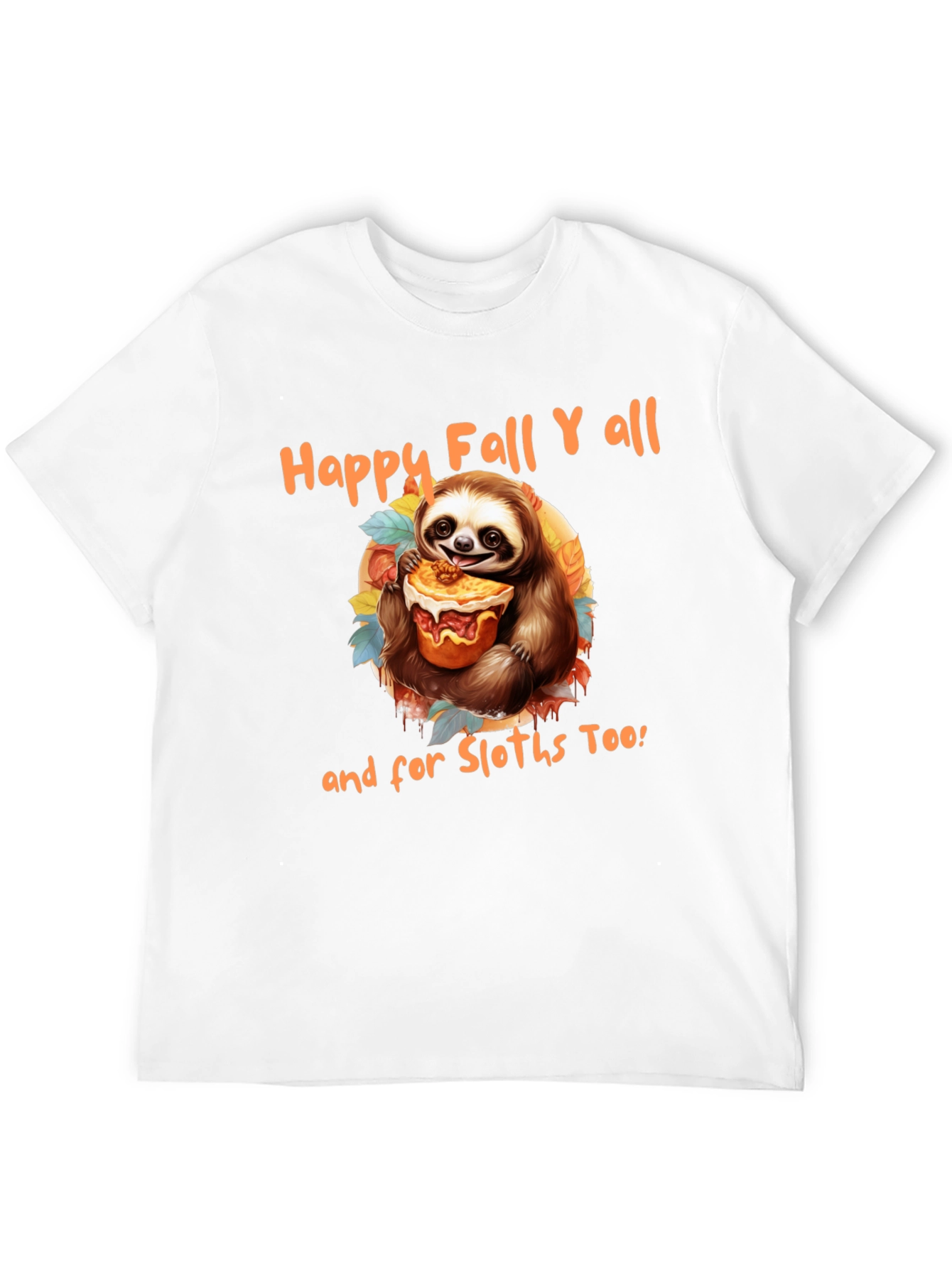 Black Happy Fall Y'all Sloth T-Shirt view 12