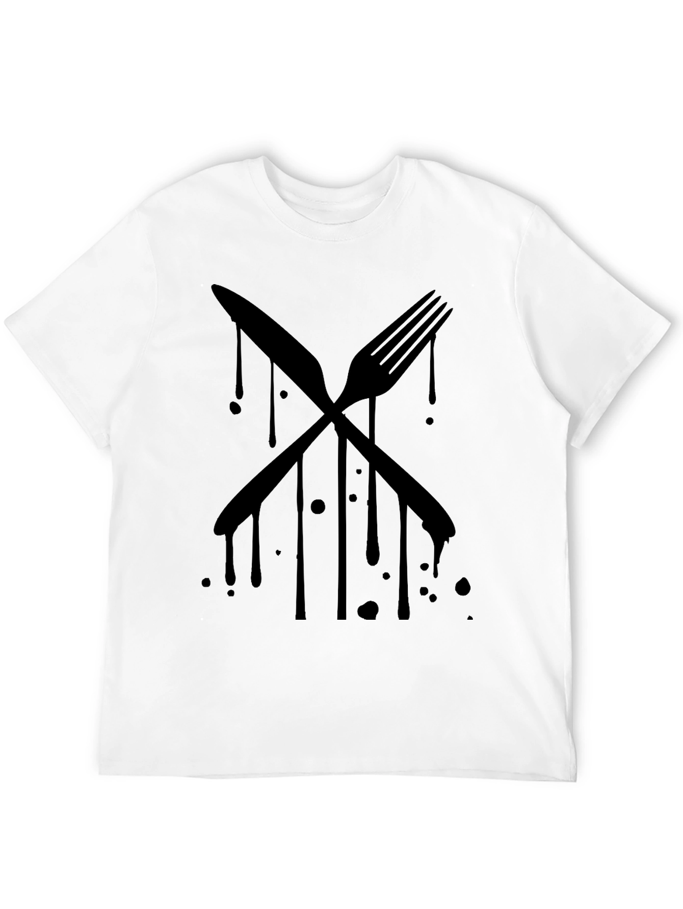 Black Black Drip Cutlery Graphic Tee view 12