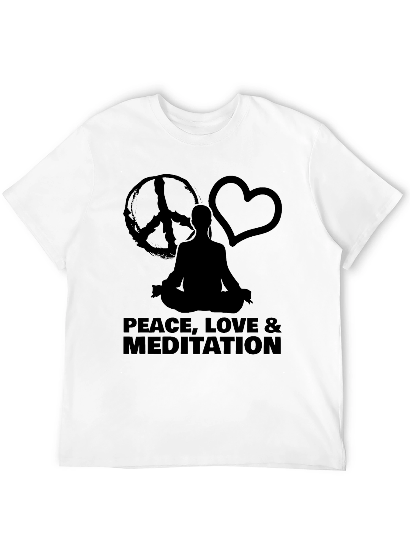Black Peace Love Meditation Graphic Tee - Black view 12