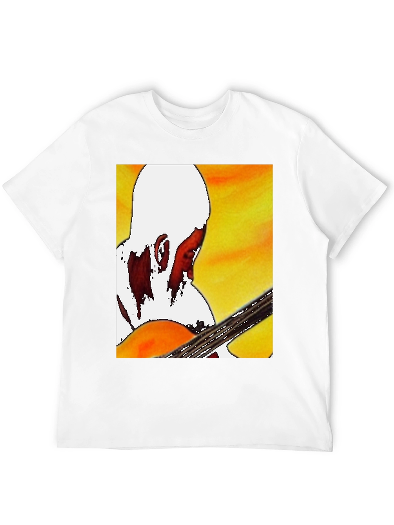 Black Guitar Player Graphic T-Shirt - Classic Crew Neck view 12