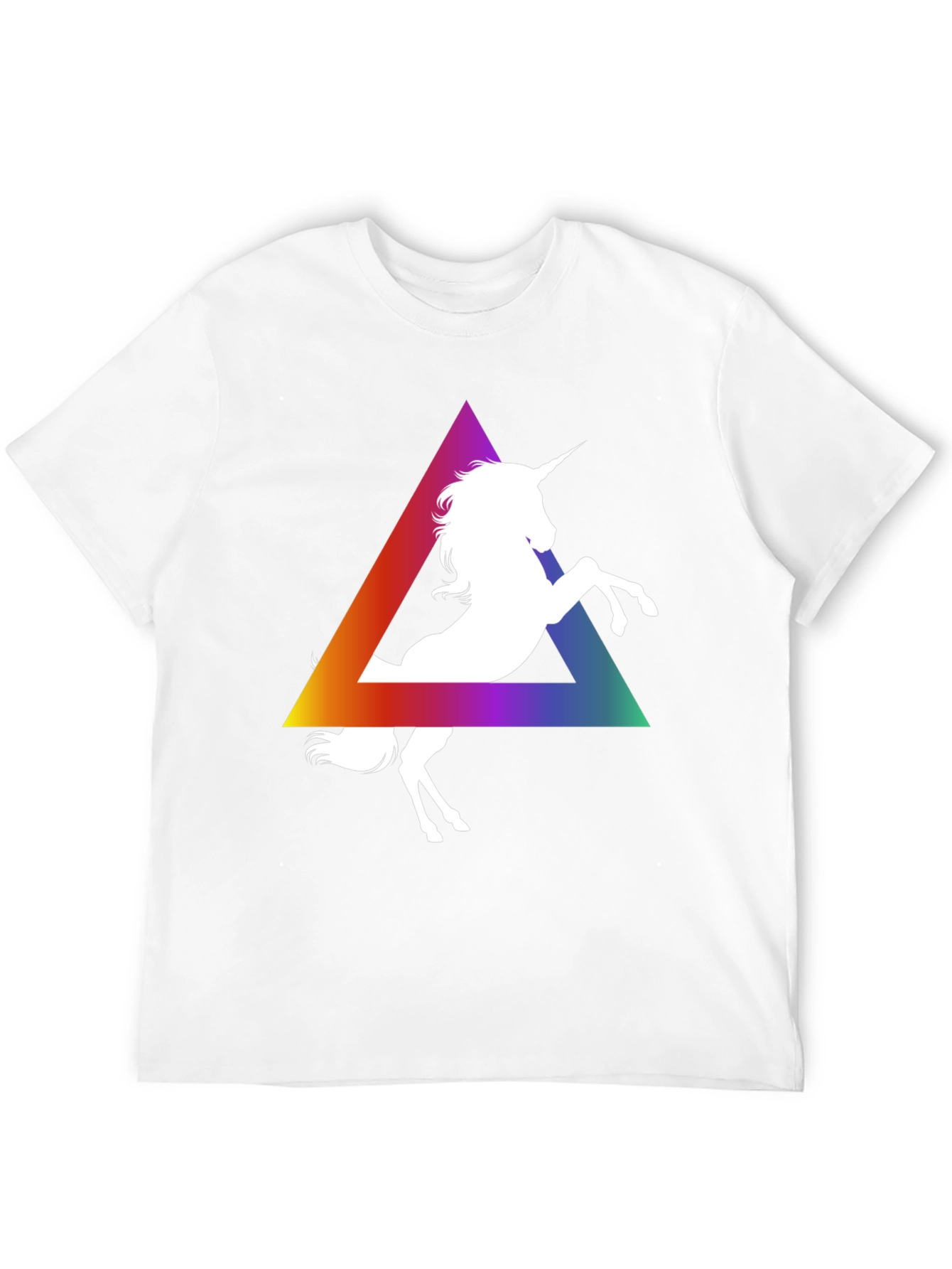 Black Unicorn Rainbow Triangle Graphic Tee - Black Cotton T-Shirt view 12