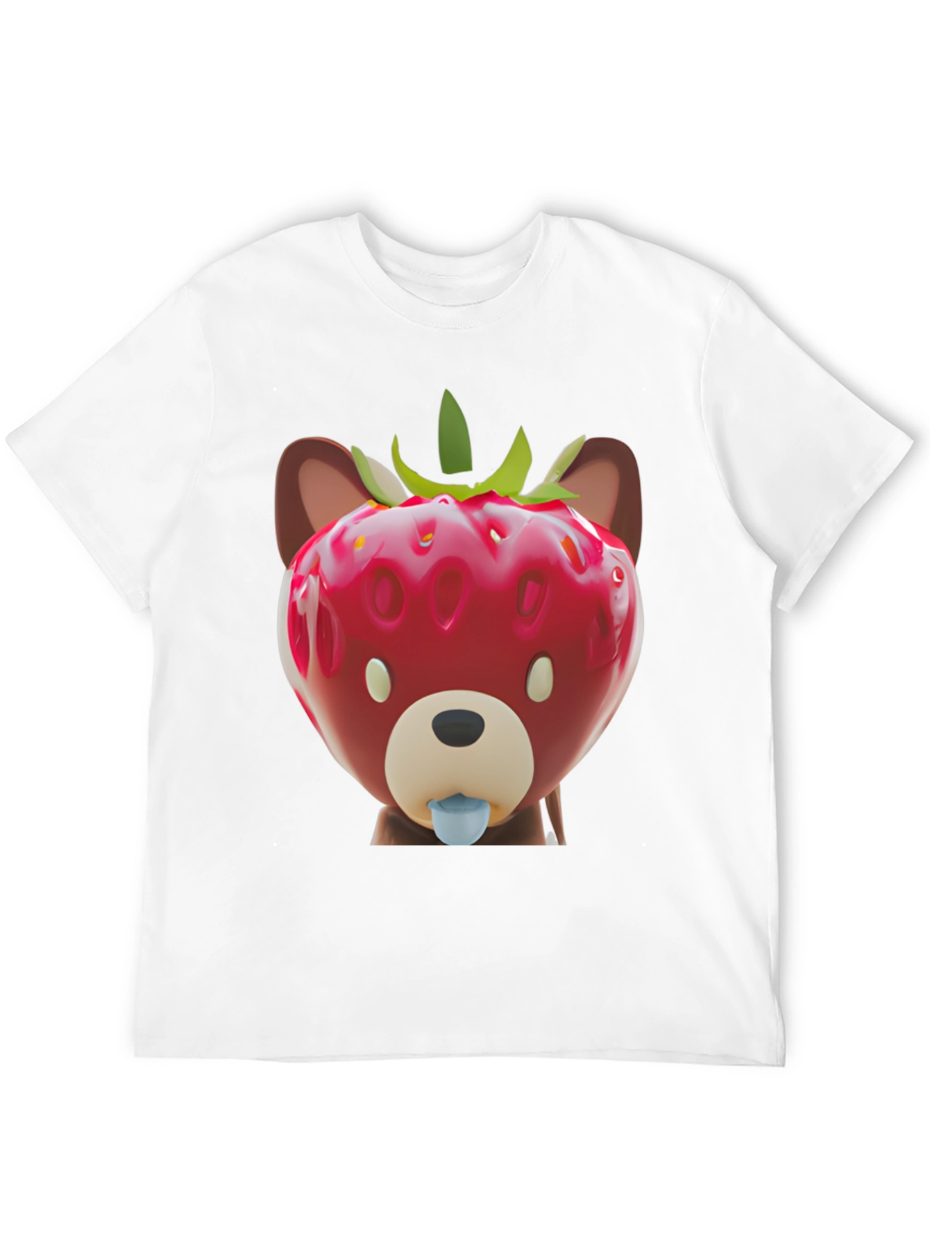 Black Strawberry Bear Graphic Tee - Unique Men's Black T-Shirt view 12