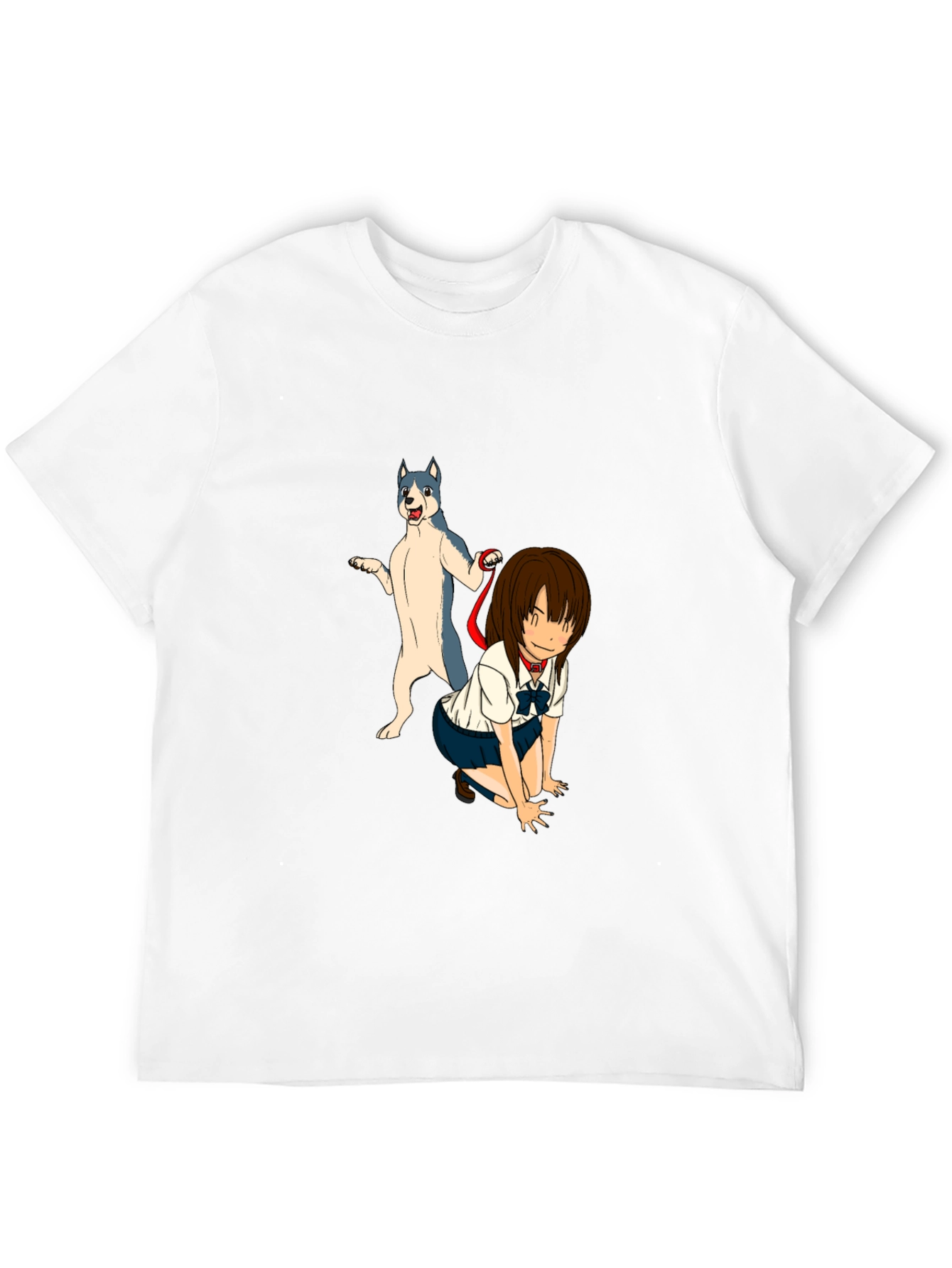 Black Anime Girl & Dog Graphic Black T-Shirt view 12