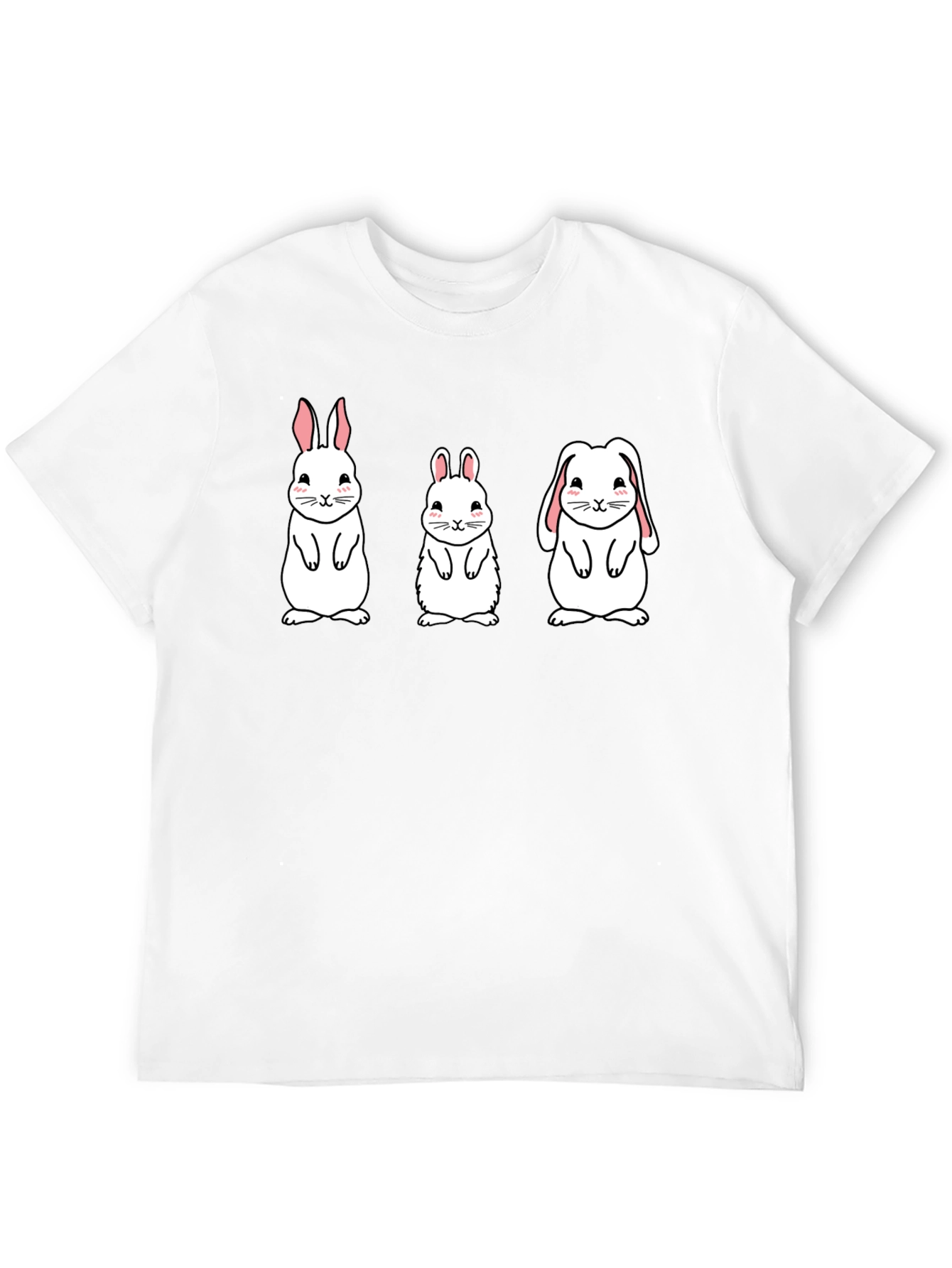 Black Cute Bunny Graphic Tee - Black Cotton Shirt view 12