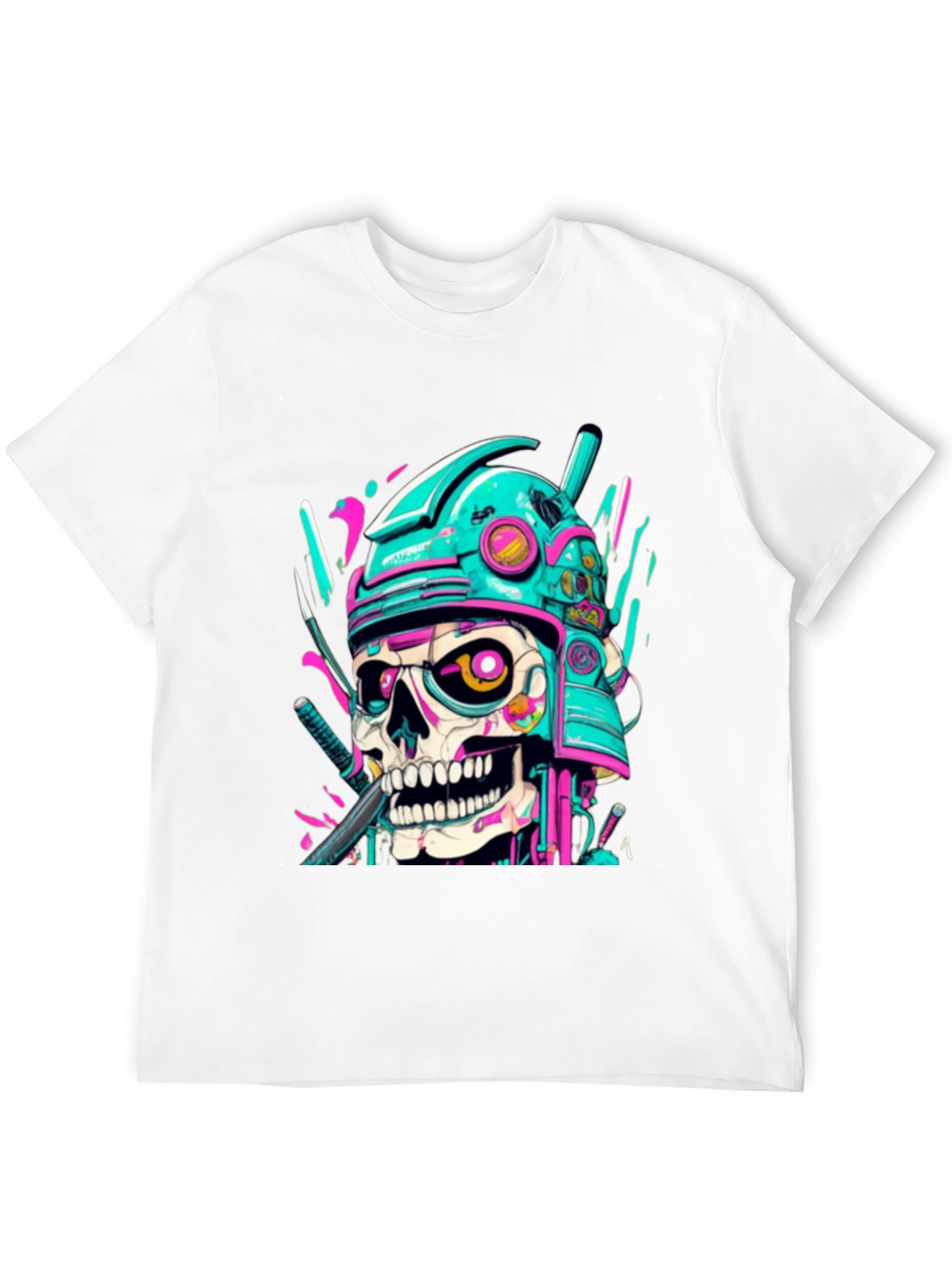 Black Cyberpunk Samurai Skull Graphic Tee - Edgy Fashion view 12